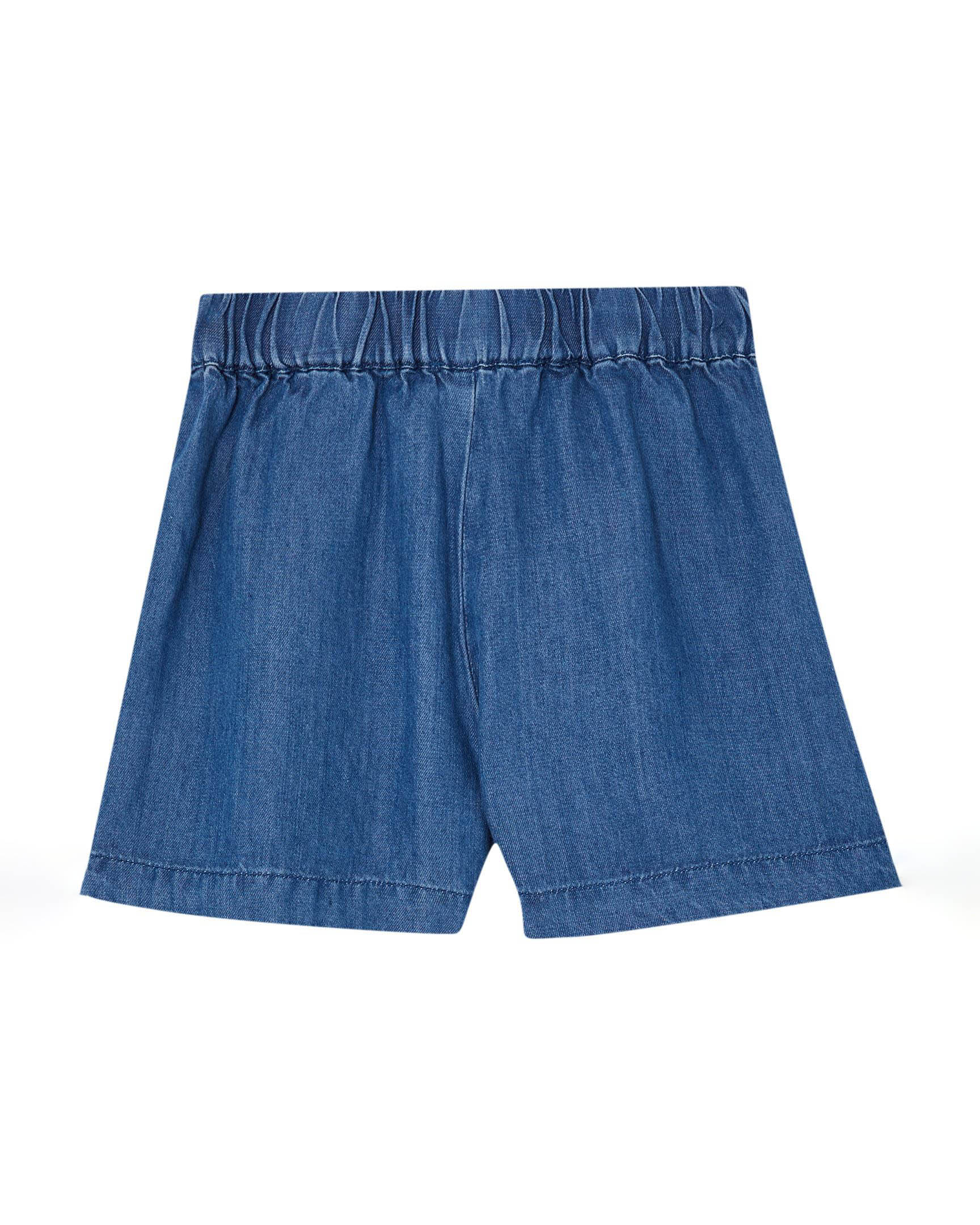 Short in chambray con fusciacca a fiocco