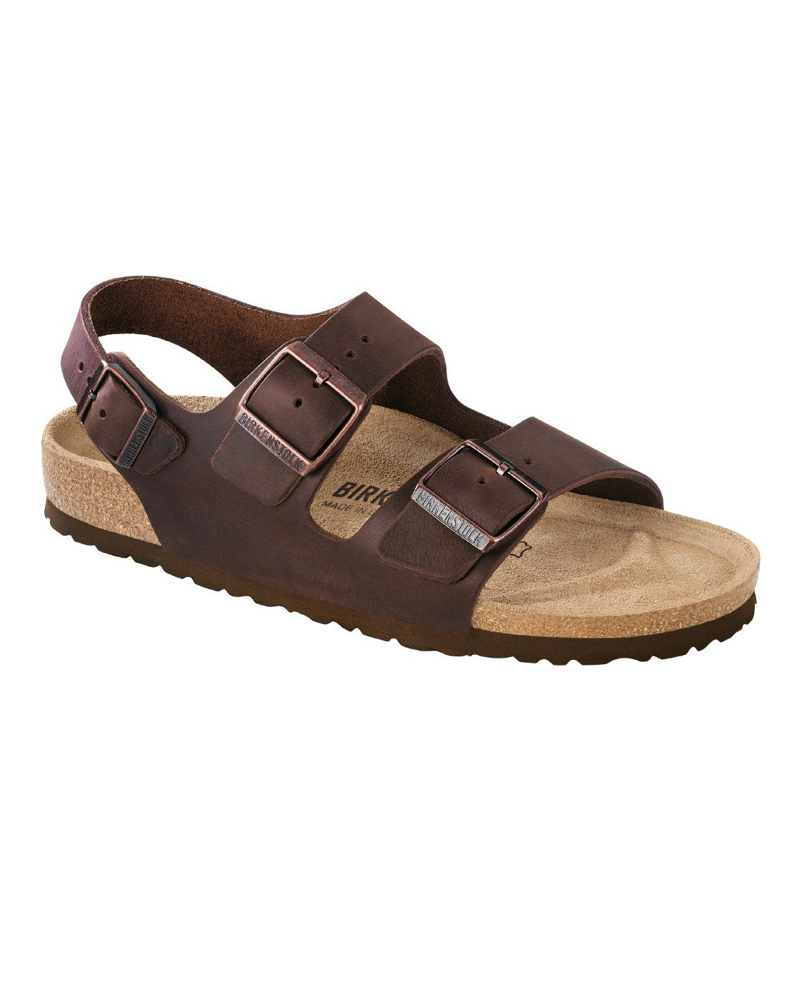 Sandalo Milano marrone in pelle oliata con cinturino sul tallone