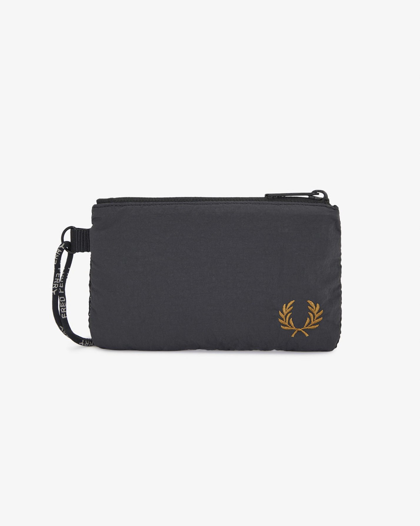 Pochette antracite in nylon crinkle con cordino