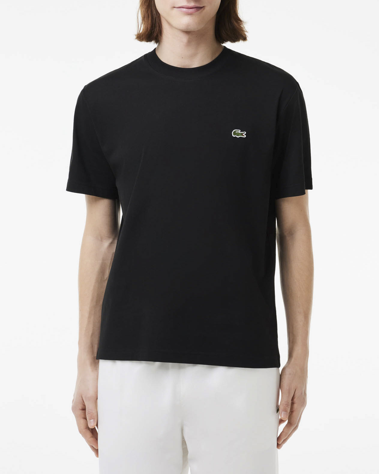 T-shirt nera mezza manica in puro cotone classic-fit