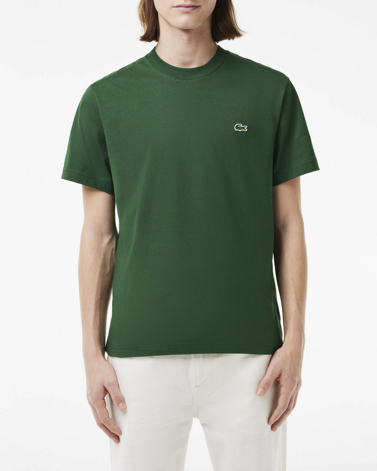 T-shirt verde mezza manica in puro cotone classic-fit