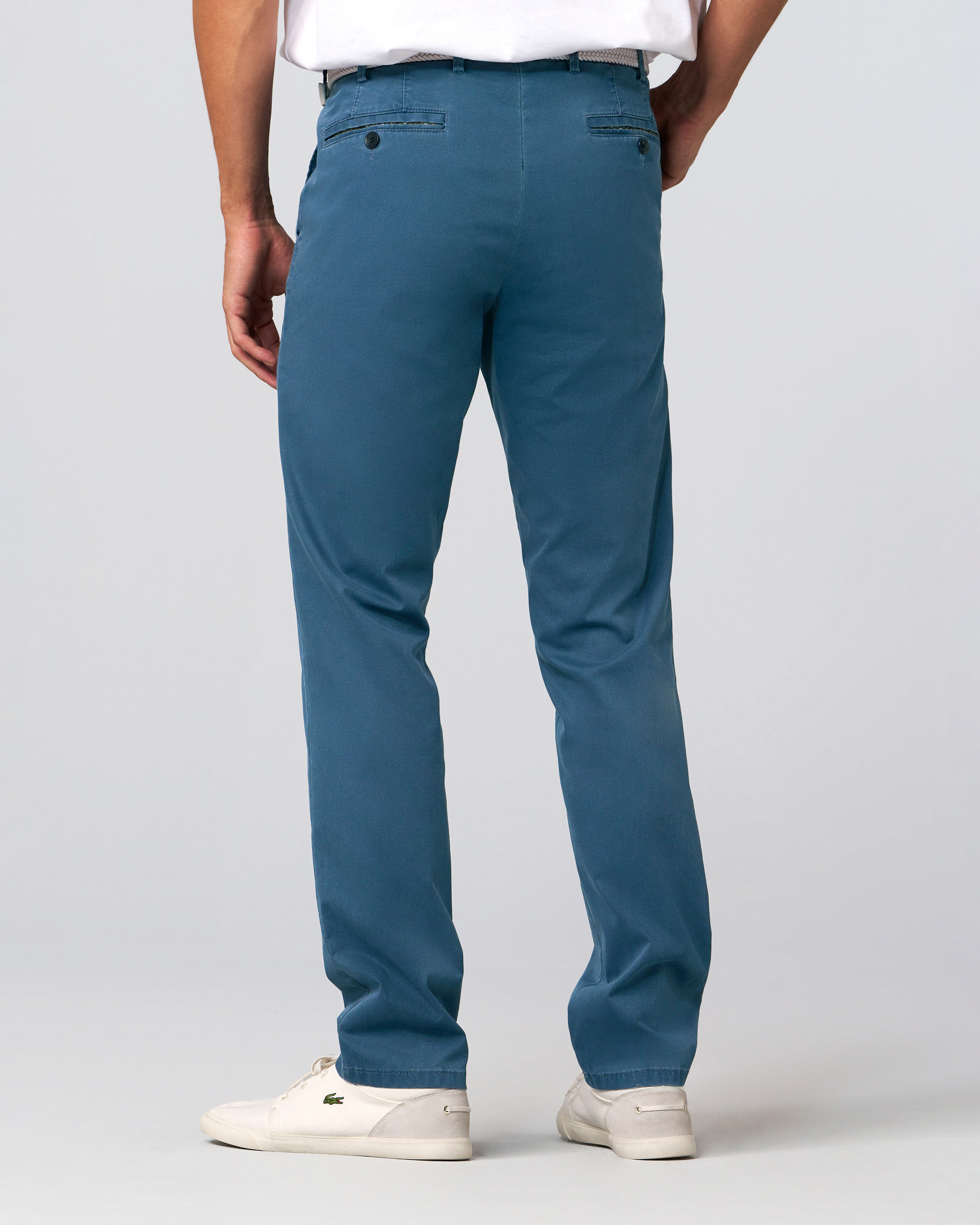 Pantalone chino Oslo blu indaco in tessuto armaturato di cotone stretch drop 6 image