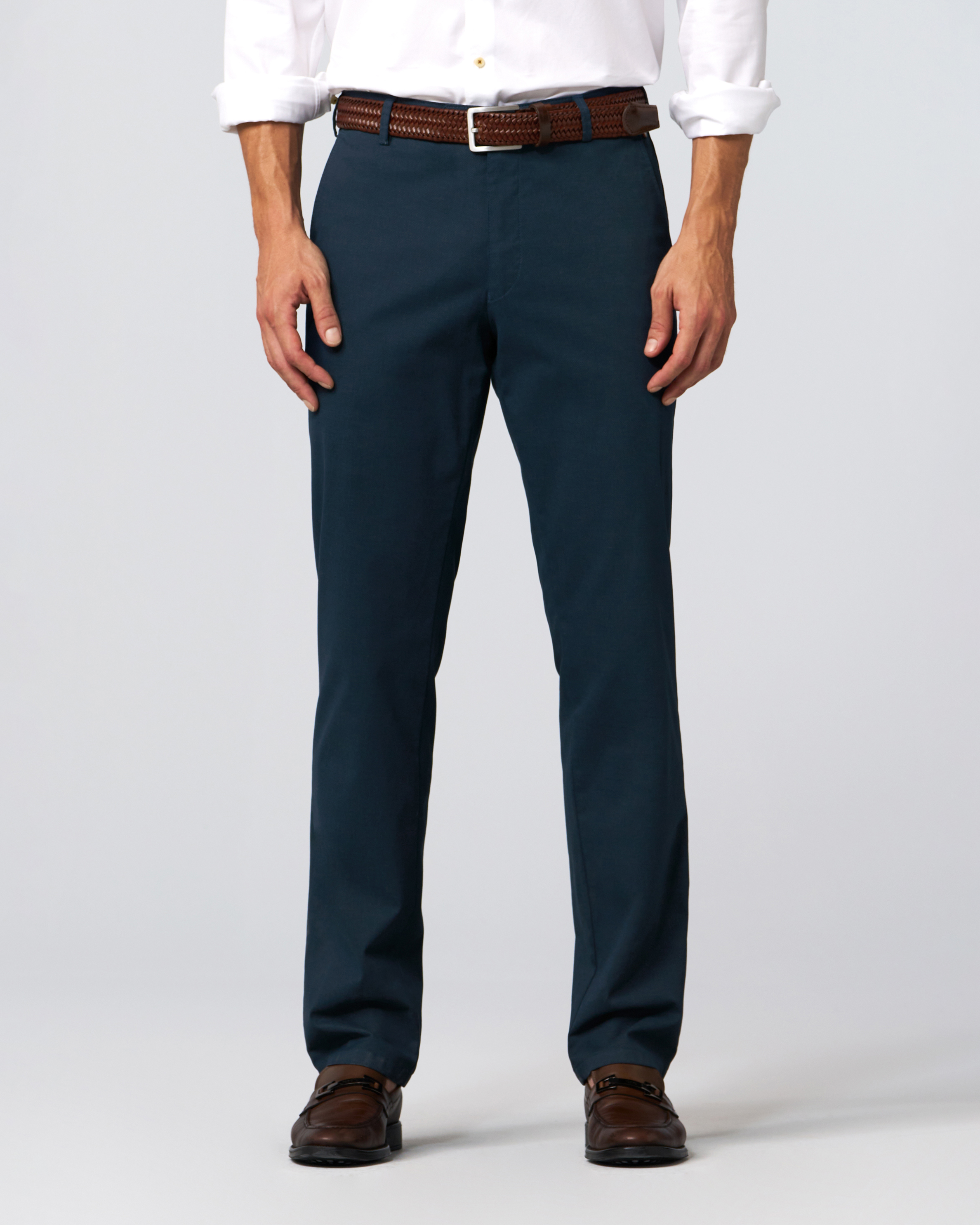 Pantalone Bonn blu micro armatura in cotone stretch a gamba dritta drop 6