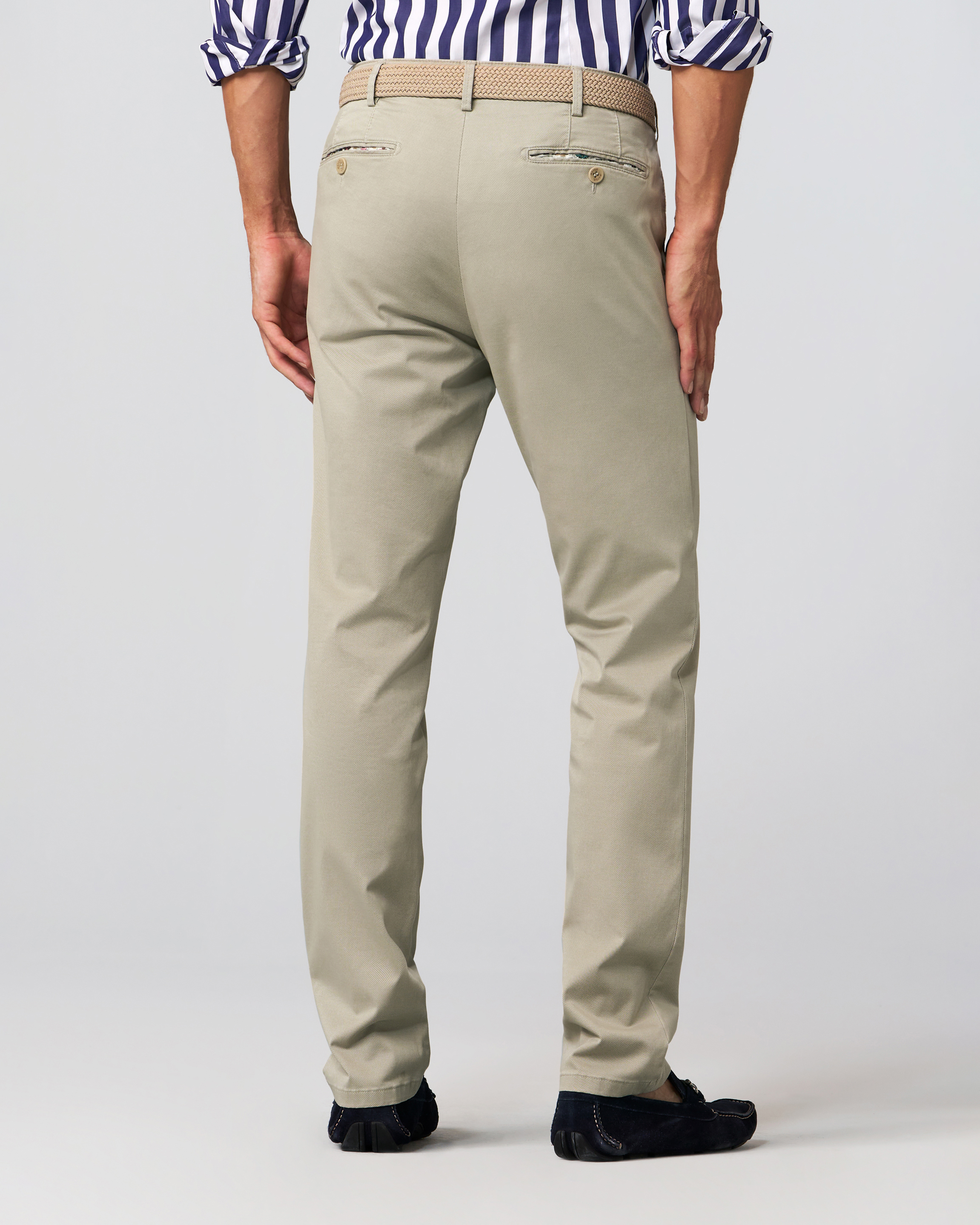 Pantalone Bonn beige micro armatura in cotone stretch a gamba dritta drop 6 image