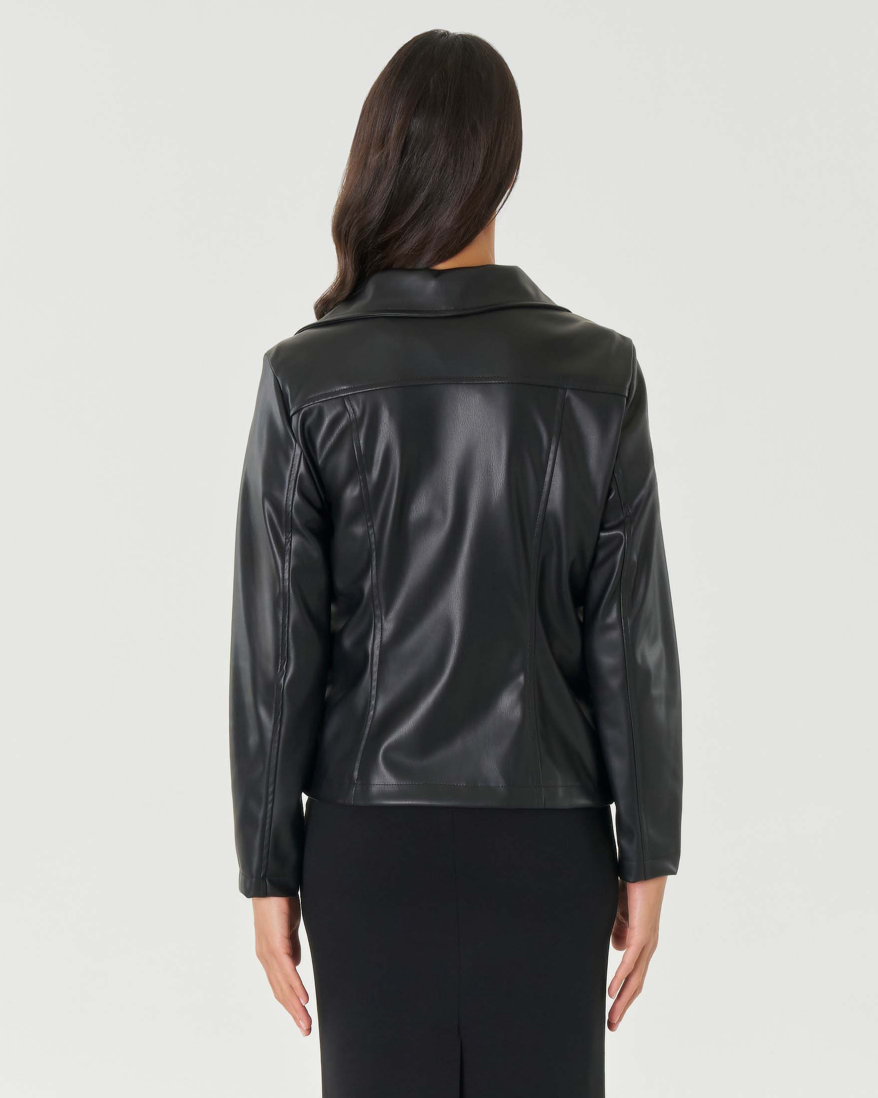 Giacca in pelle spessa in pelliccia sintetica per donna giacca da motociclista con cerniera streetwear calda, Nero 03., L