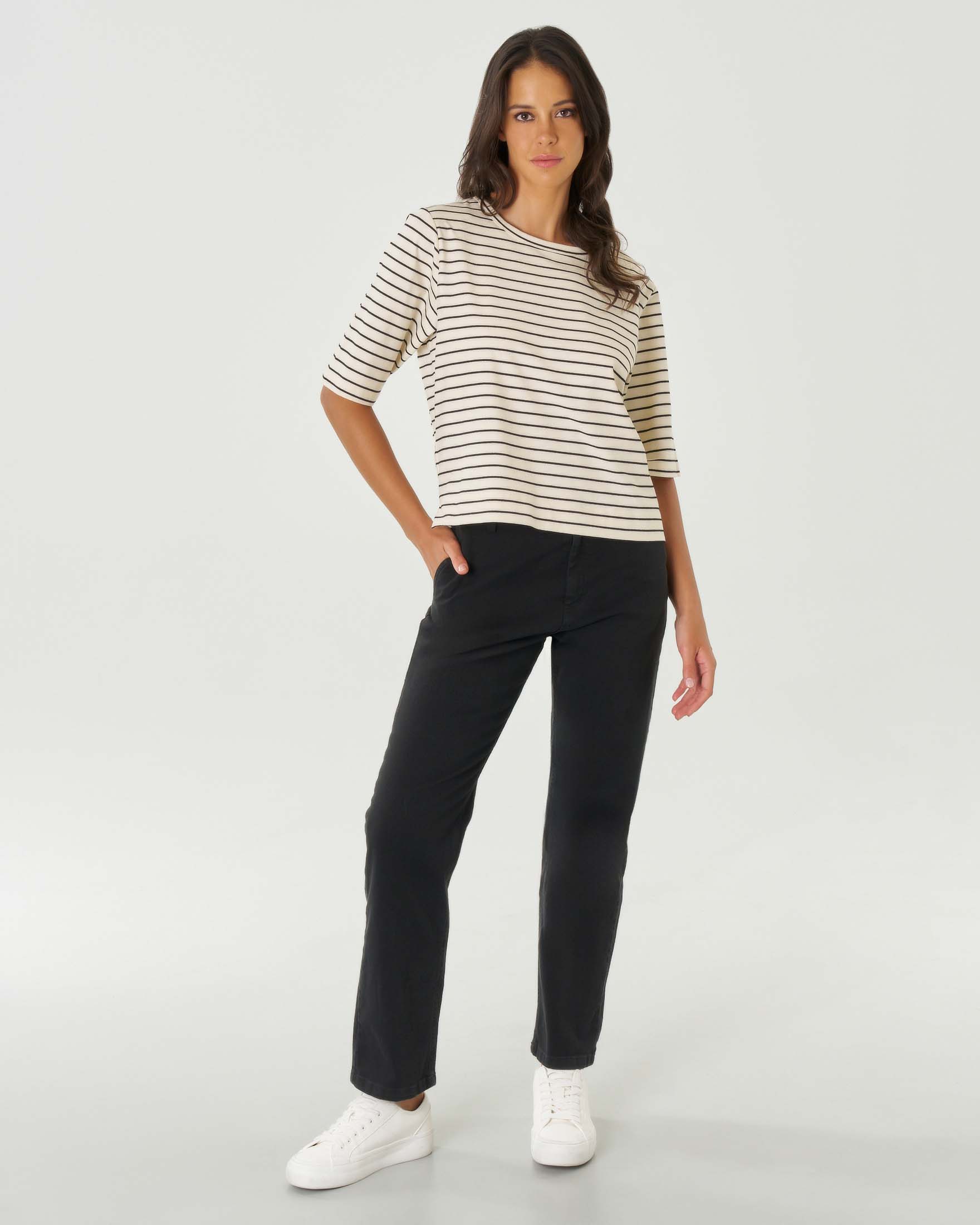 Work jeans straight neri in cotone stretch con tasca laterale