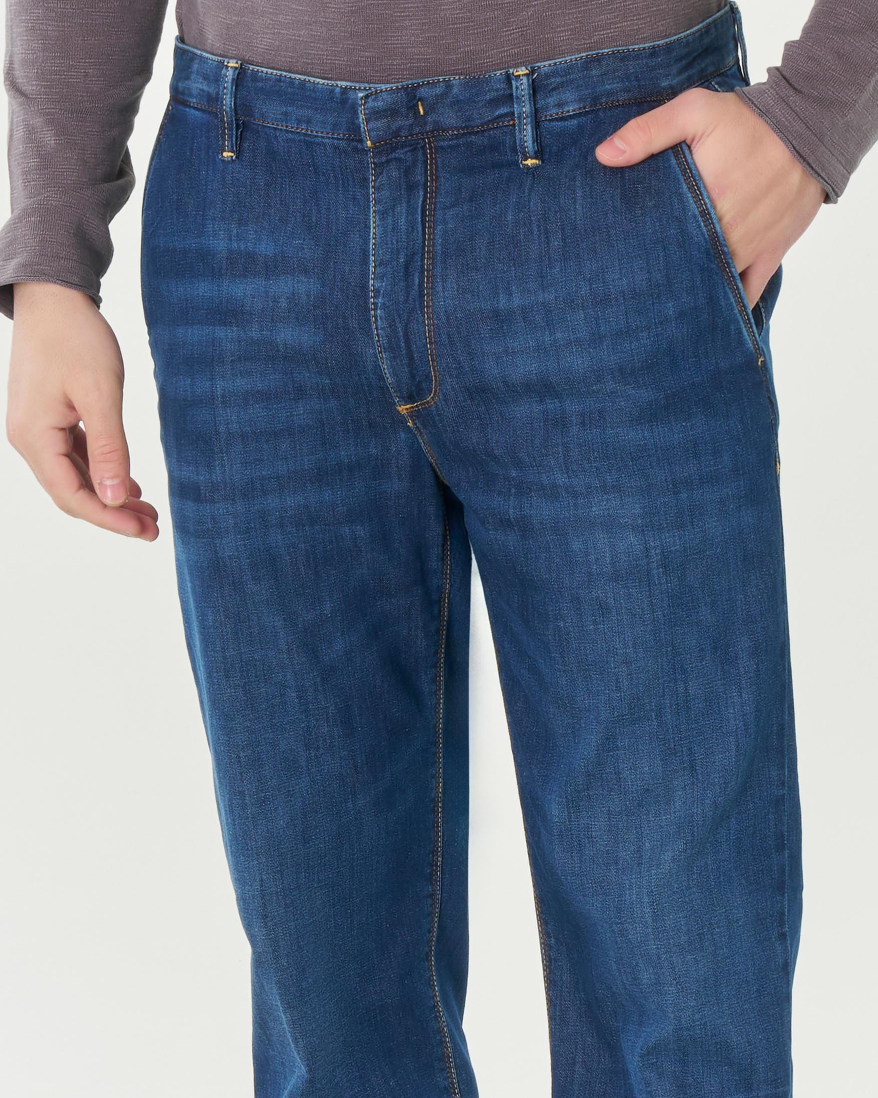 Jeans chino tasca america in cotone stretch lavaggio medio stone washed image