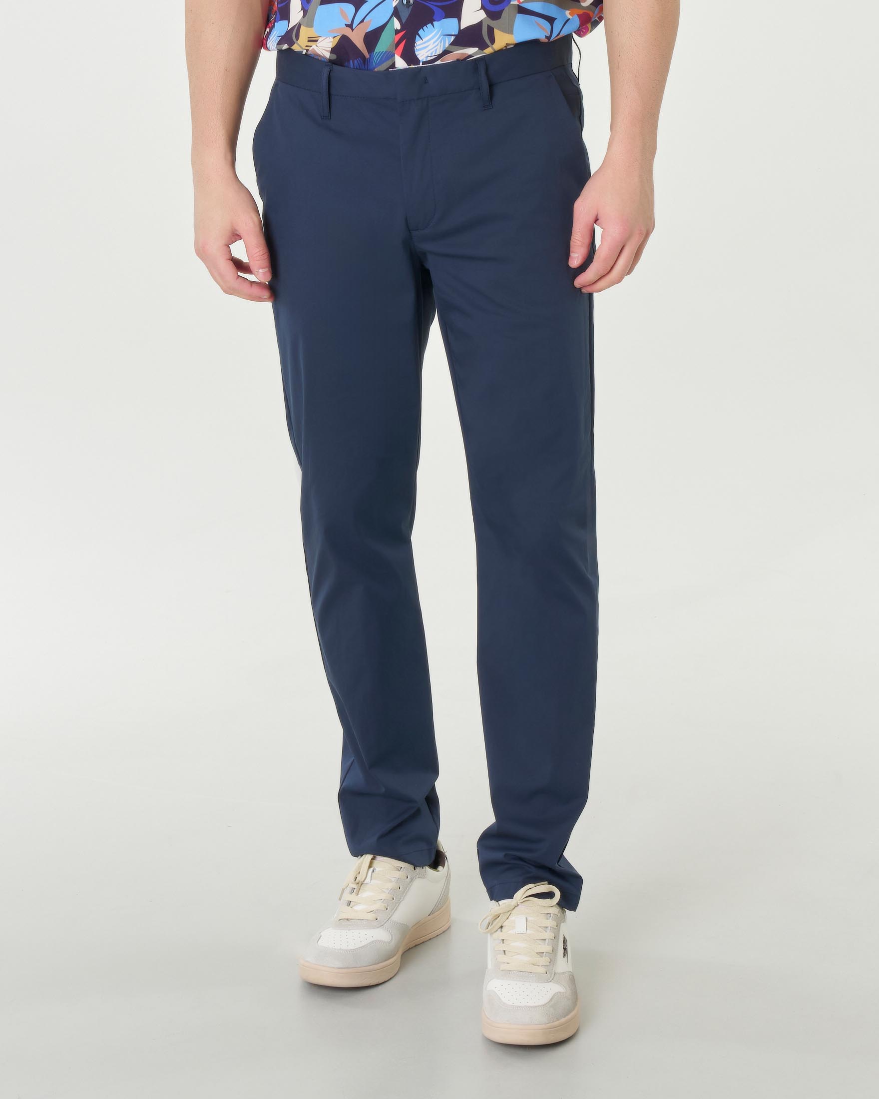 Pantalone chino blu in cotone stretch