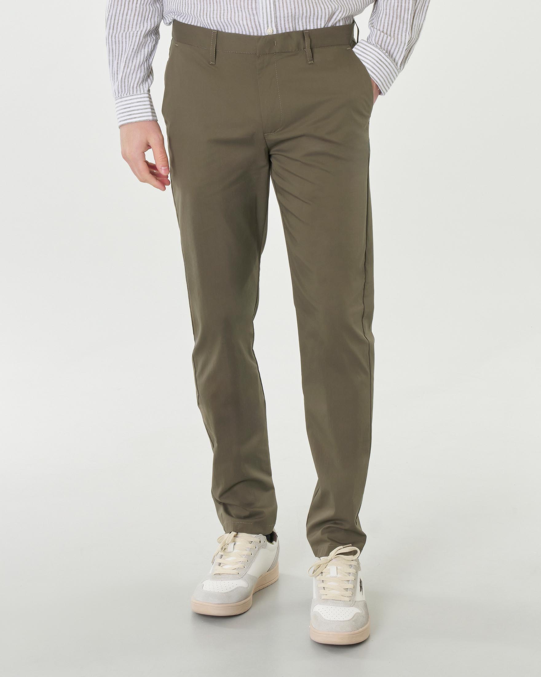 Pantalone chino verde militare in cotone stretch