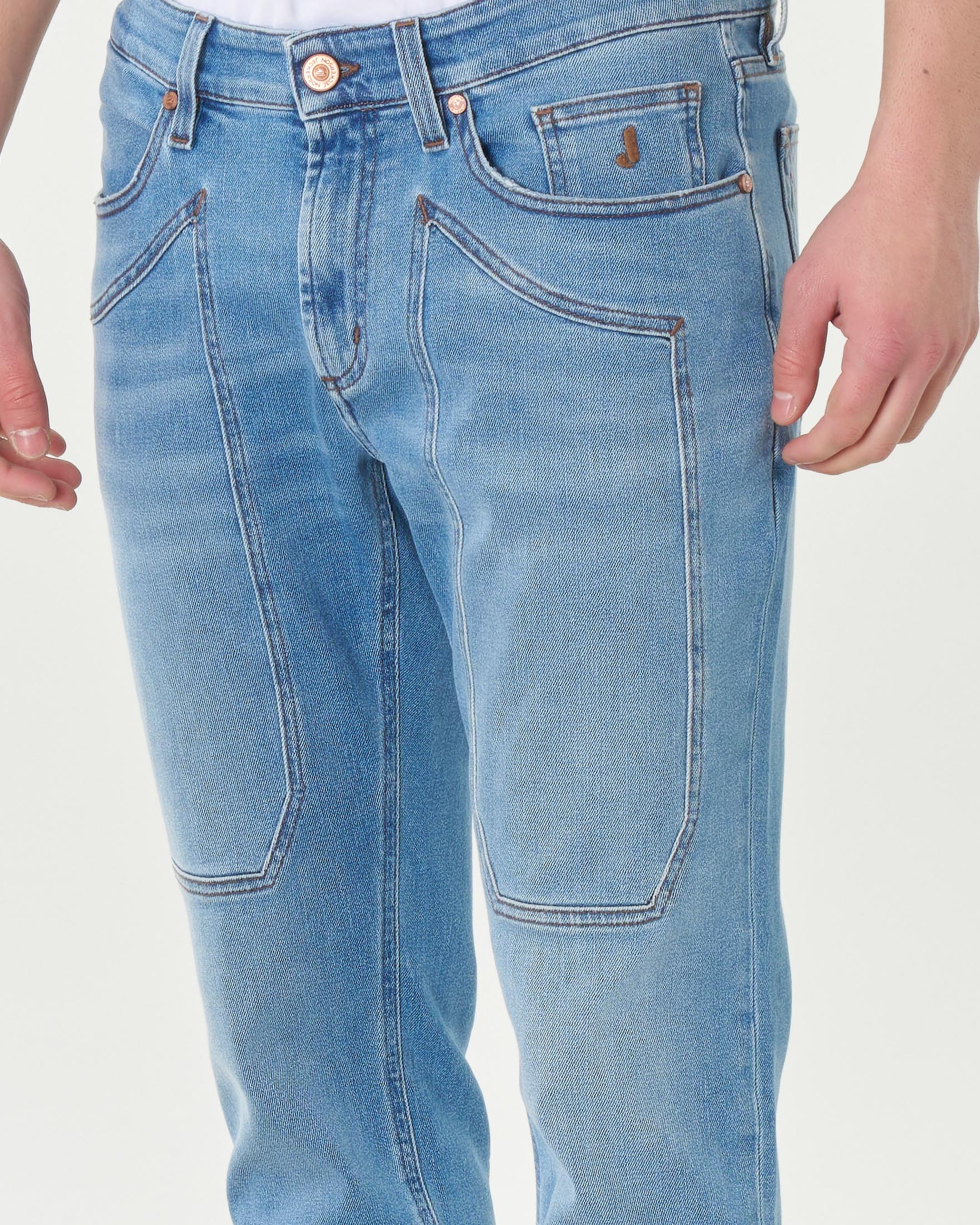 Jeans PA077 lavaggio chiaro super stone washed con toppa image