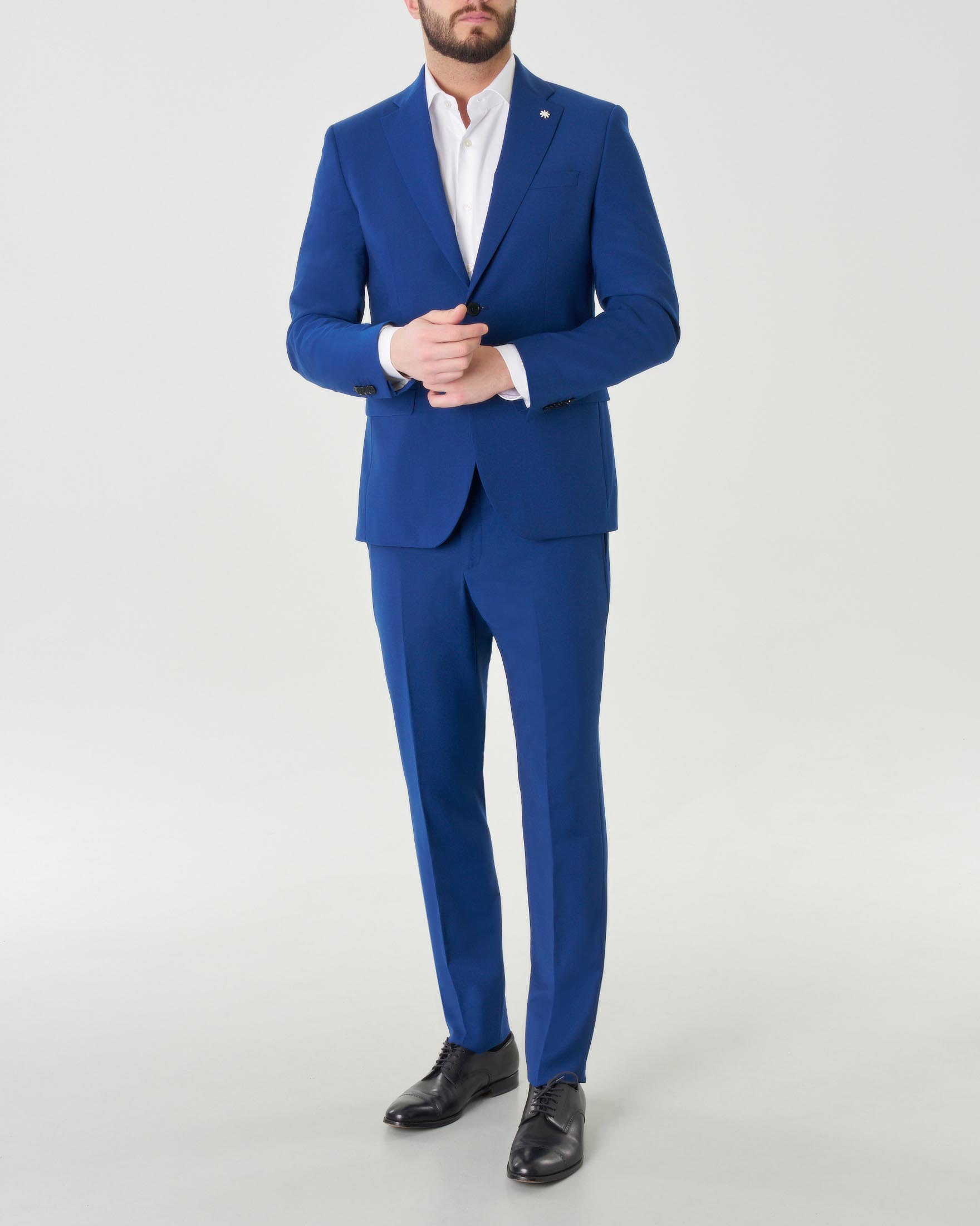Abito blu royal in tela di lana stretch