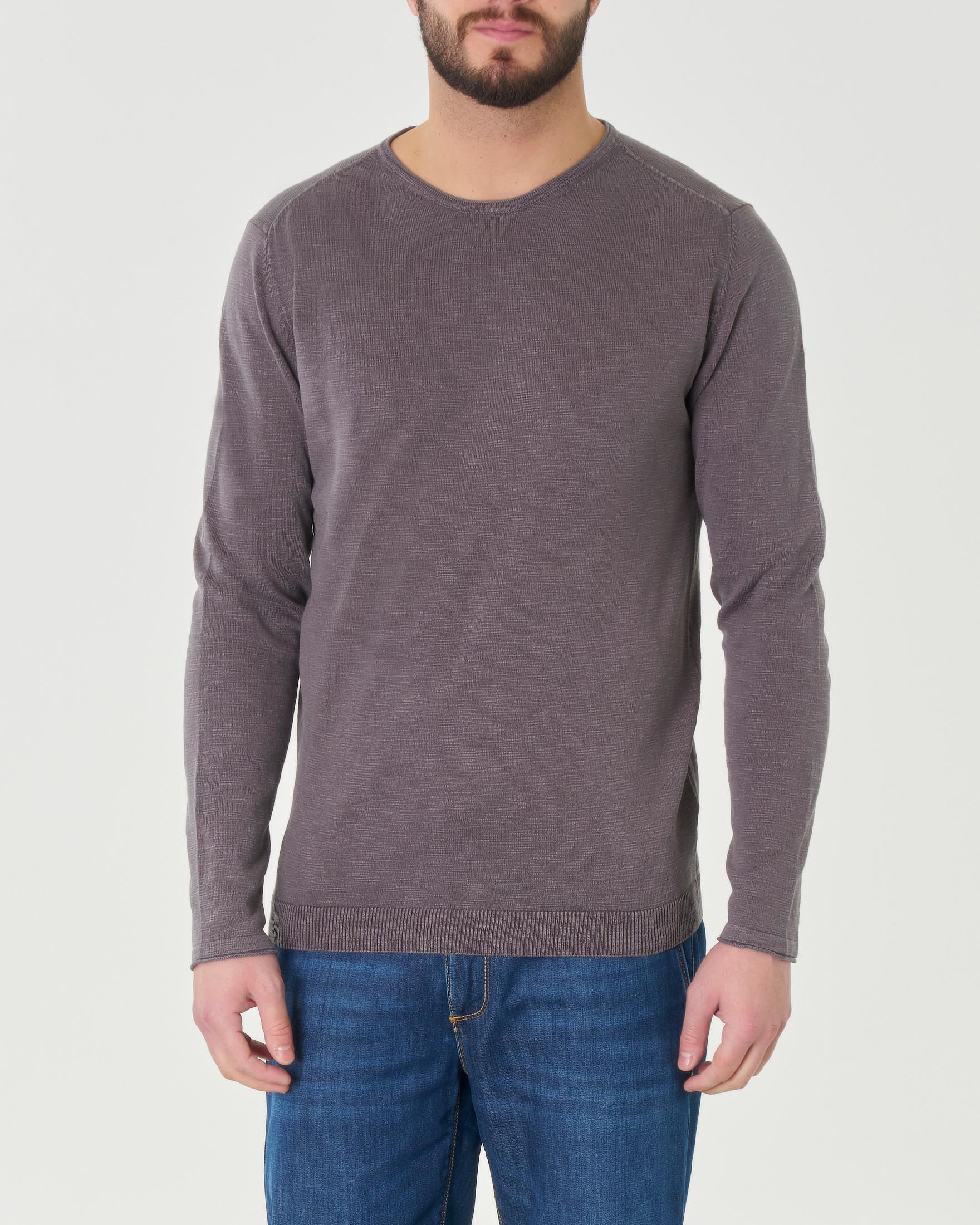 Maglia girocollo fango in puro cotone effetto fiammato