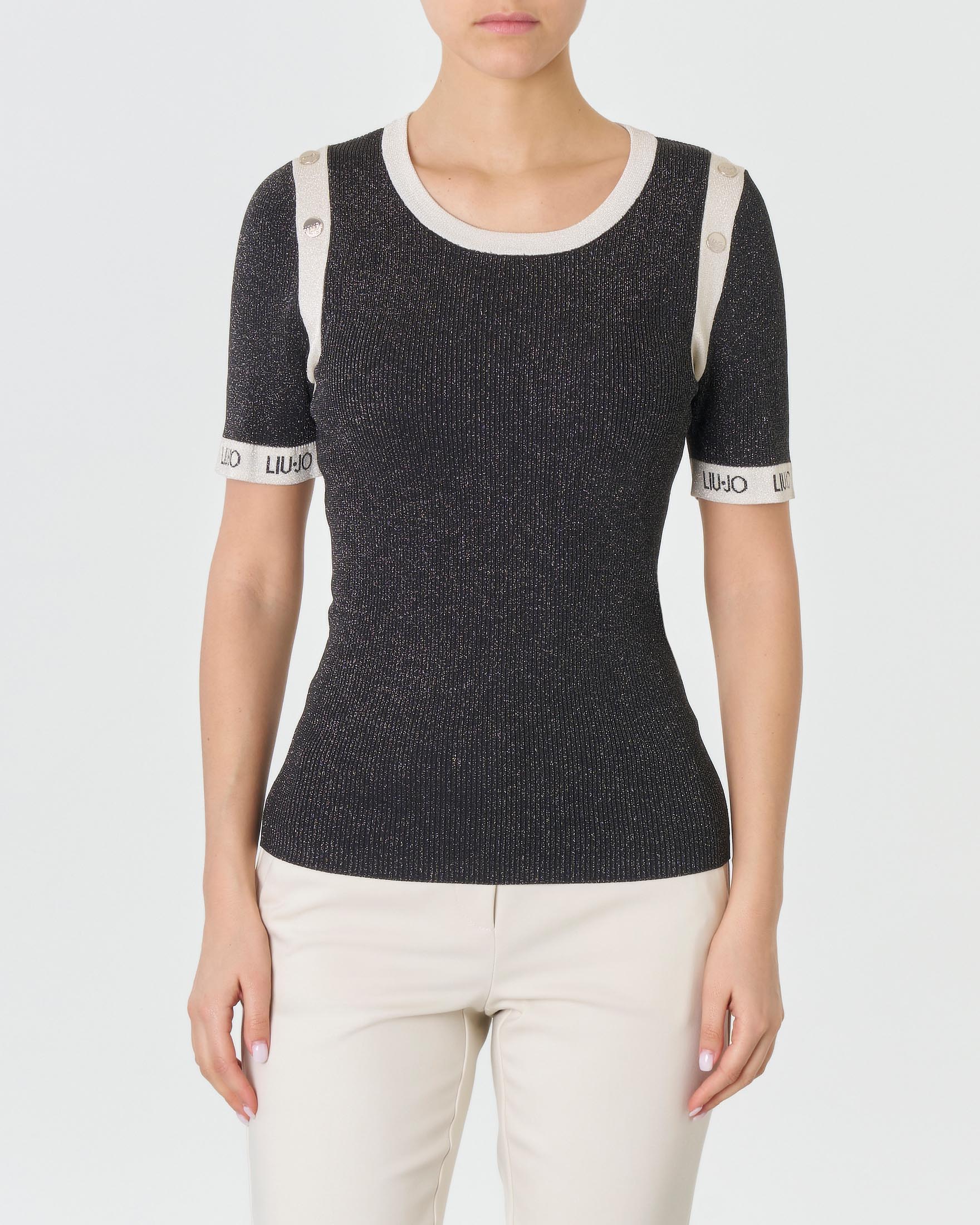 Koton Viscose Mix-Maglietta A Maniche Corte, Scollo Rotondo