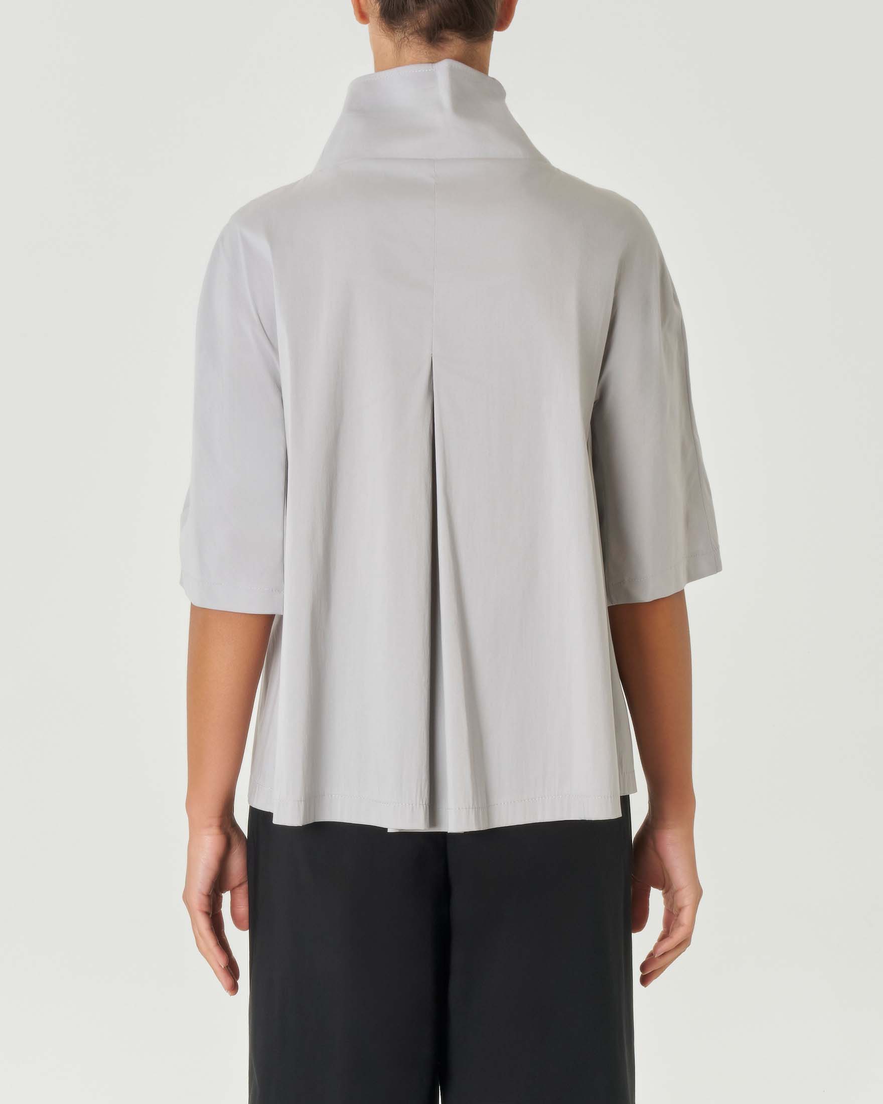 Giacchina grigio perla effetto in misto cotone stretch con maniche