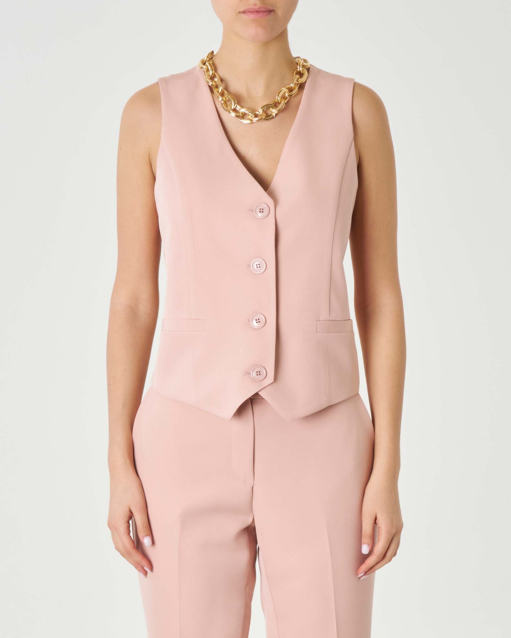 Gilet in Lana Gessata Grigia e Rosa
