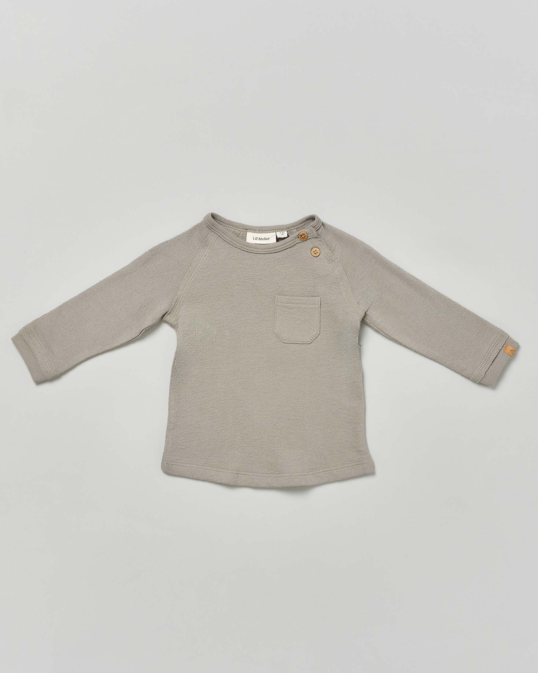 T-shirt salvia in cotone a maniche lunghe con taschino 1-18 mesi