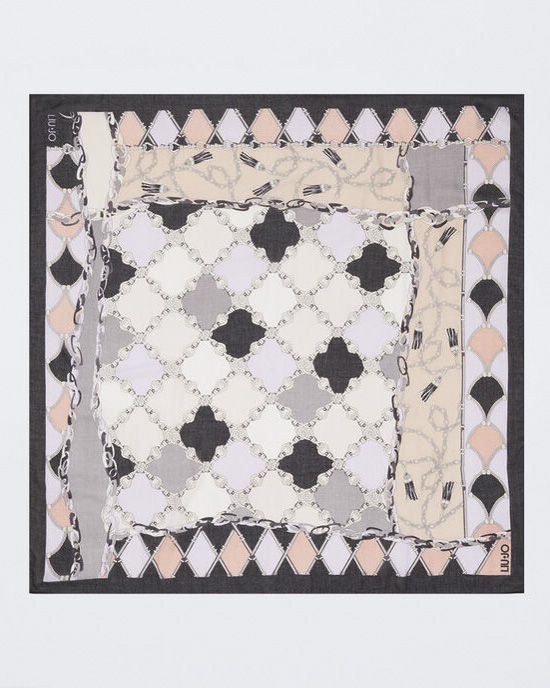 Sciarpa In Cotone Con Teschi - Foulard Trendy Bianco E Nero Per Look Rock