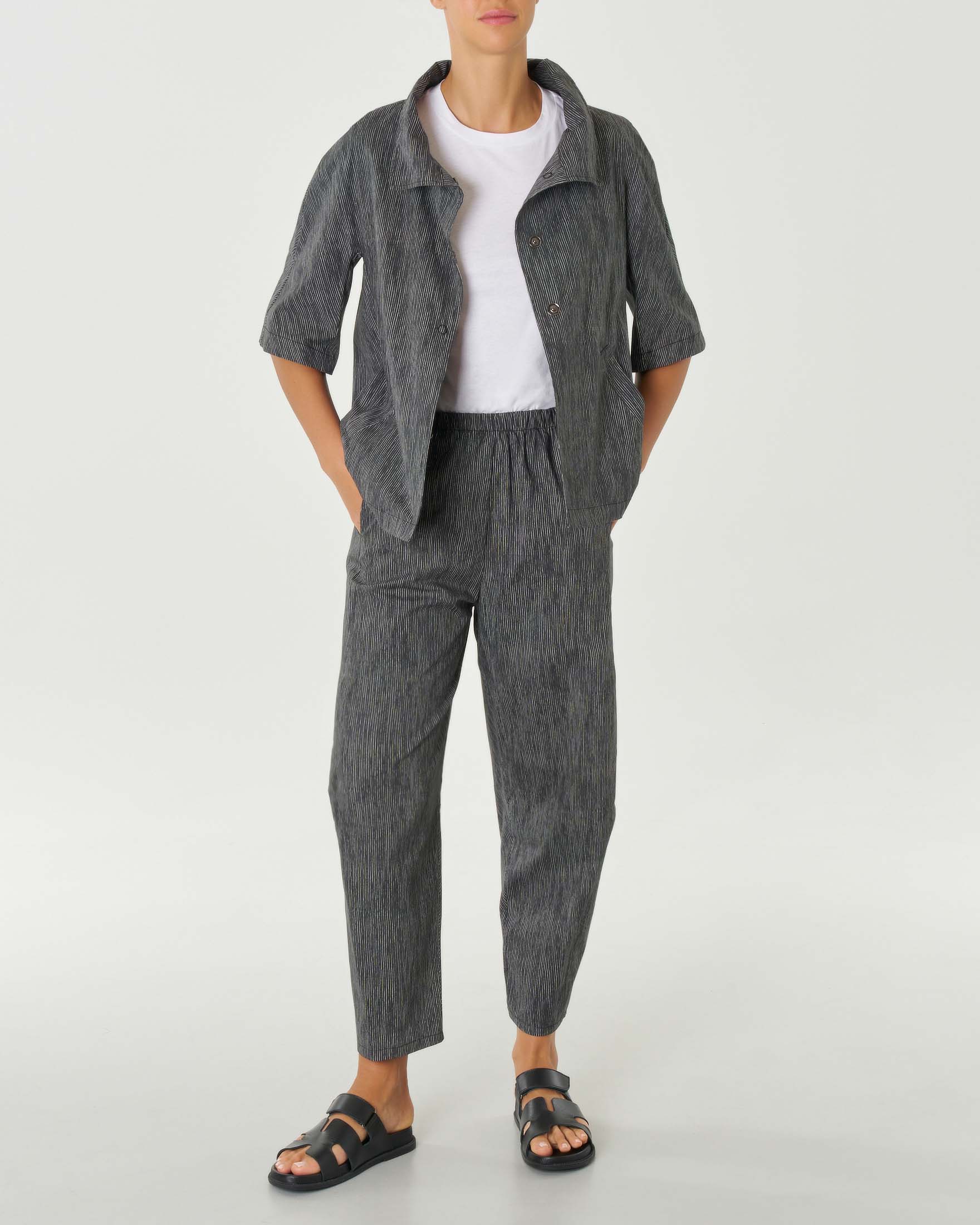 Giacchina in popeline di cotone stretch sale e pepe con maniche tre quarti e collo in piedi image