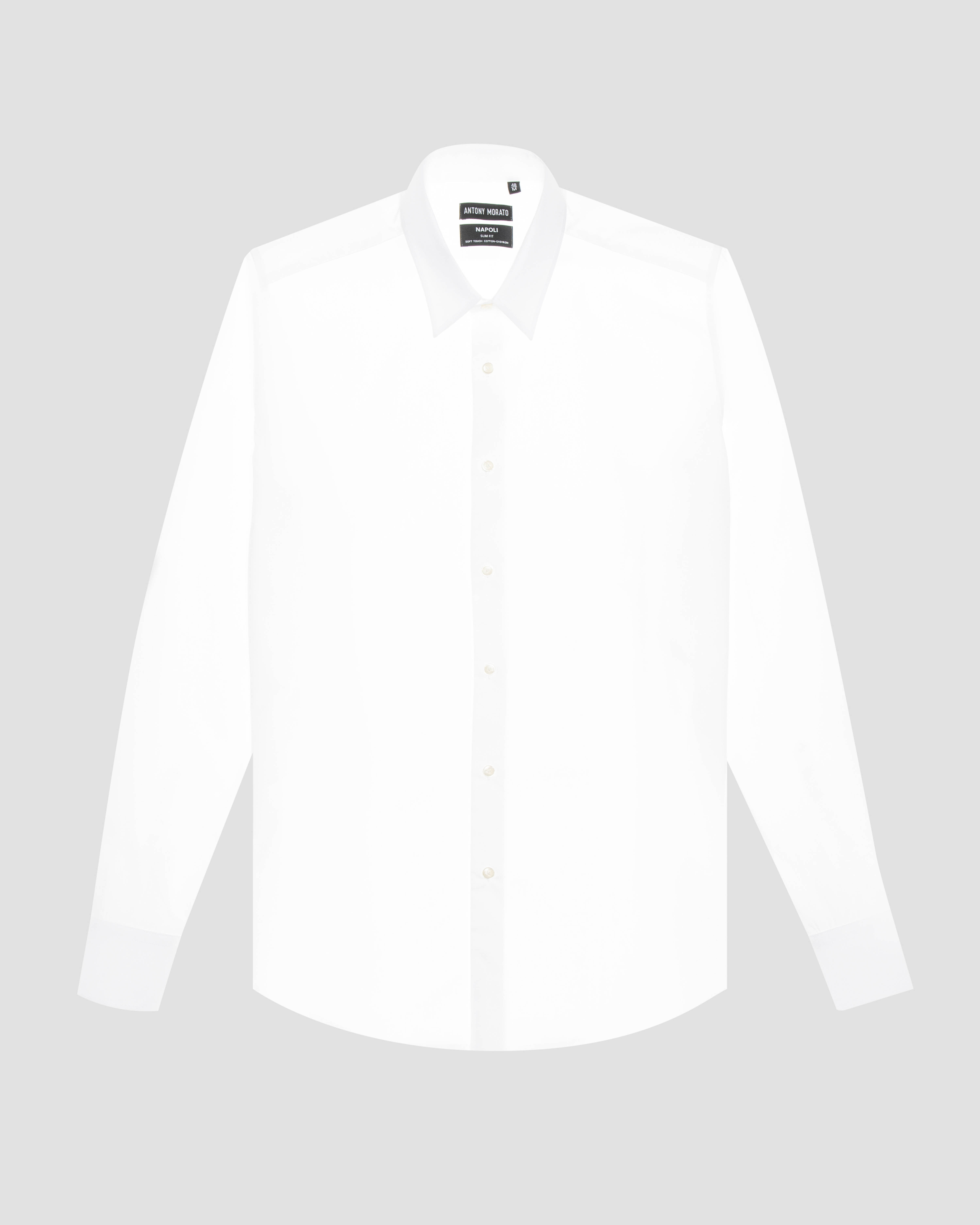 Camicia bianca in popeline di cotone slim-fit