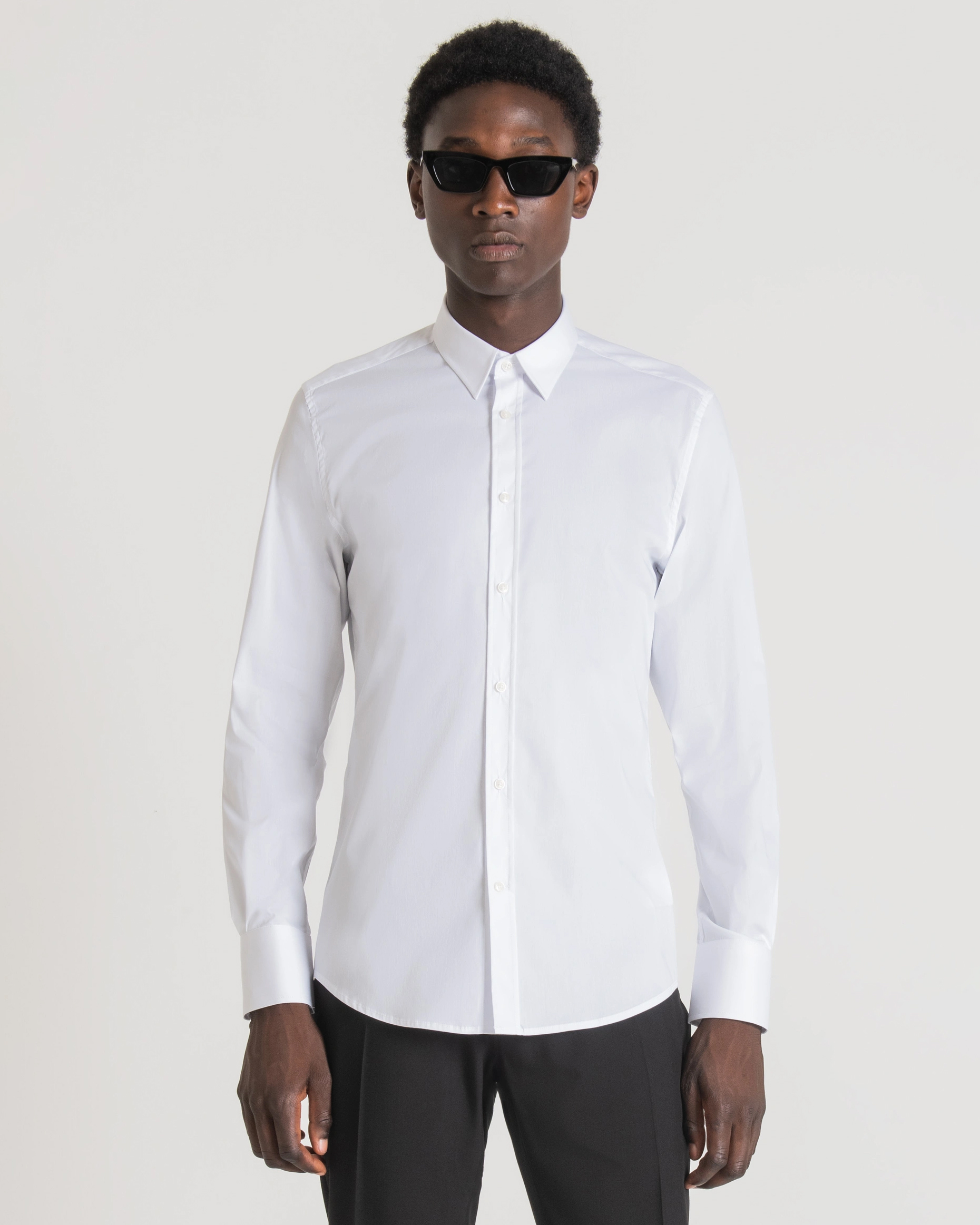 Camicia Antony Morato bianca in popeline di cotone stretch super slim-fit