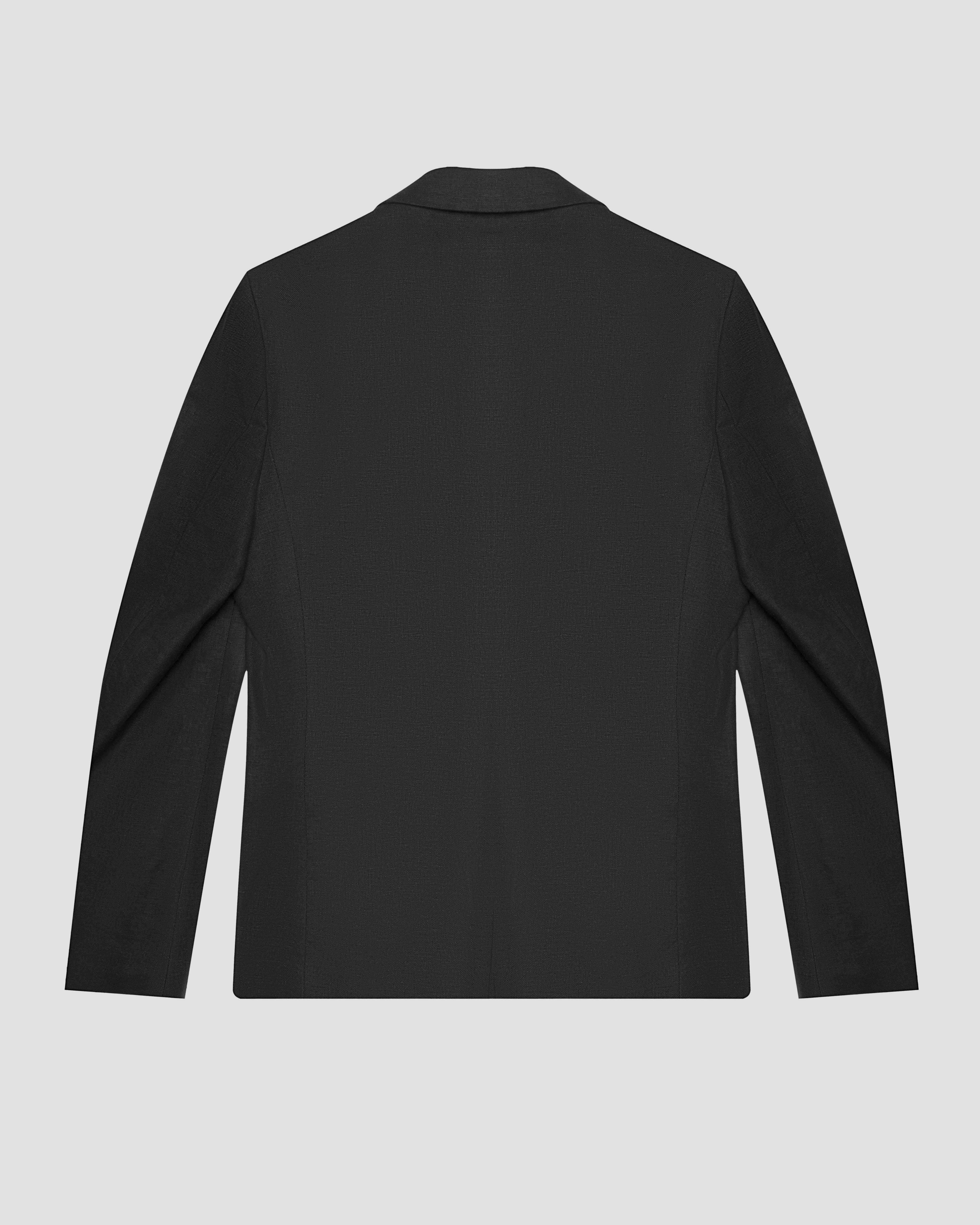 Blazer nero in misto lino e viscosa con chiusura monopetto image