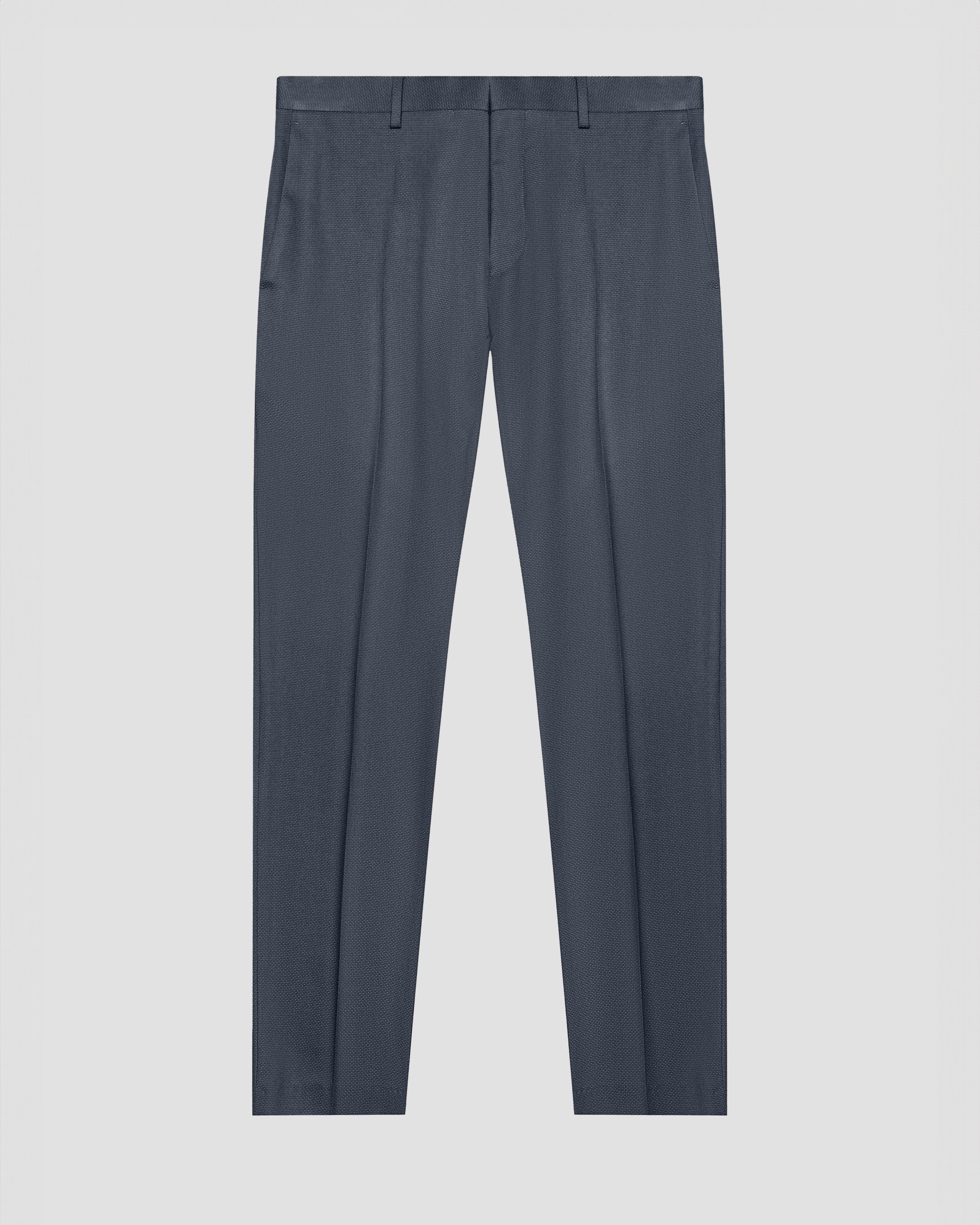 Pantalone blu in viscosa elasticizzata micro armatura slim-fit