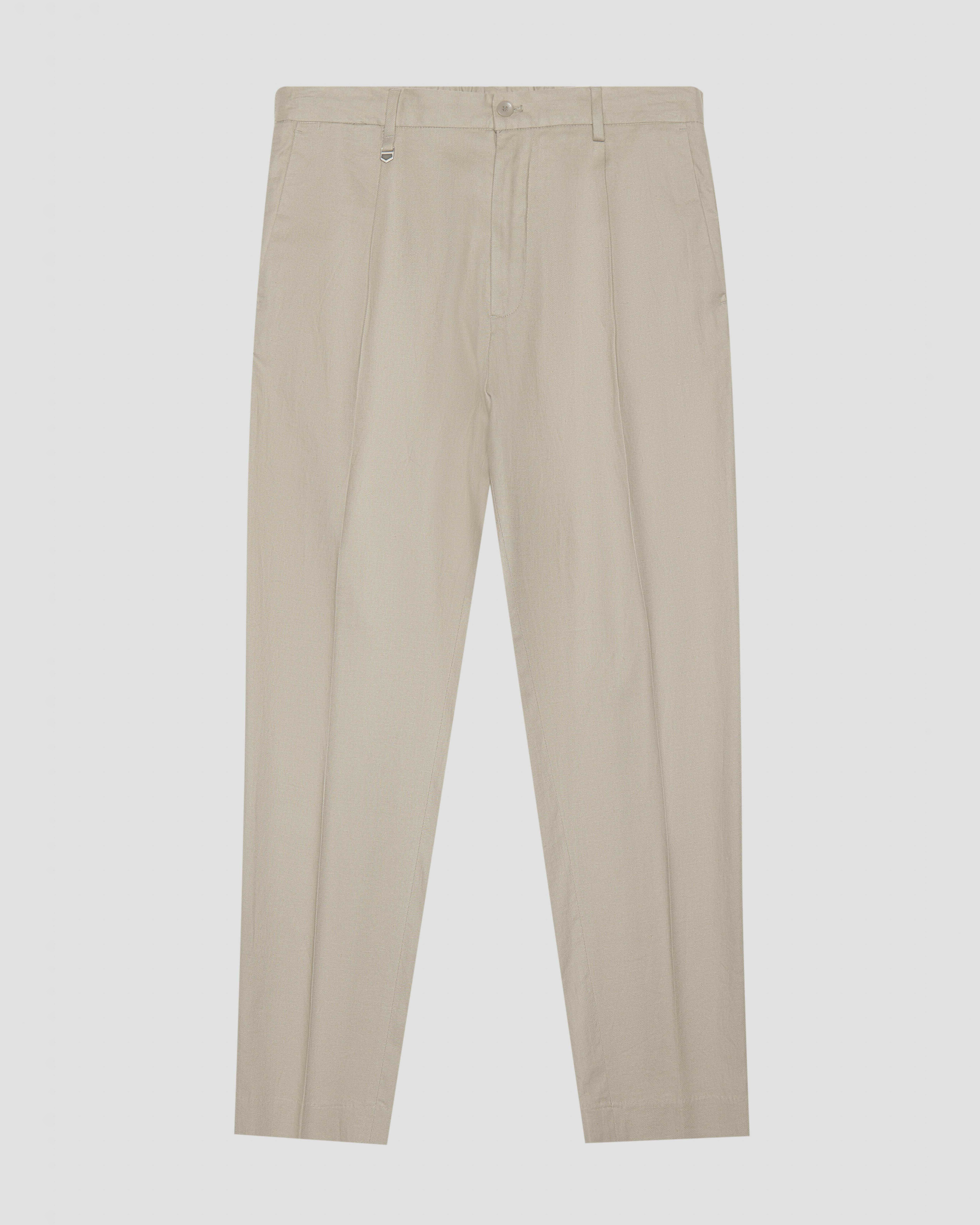 Pantalone beige in misto lino e viscosa carrot-fit