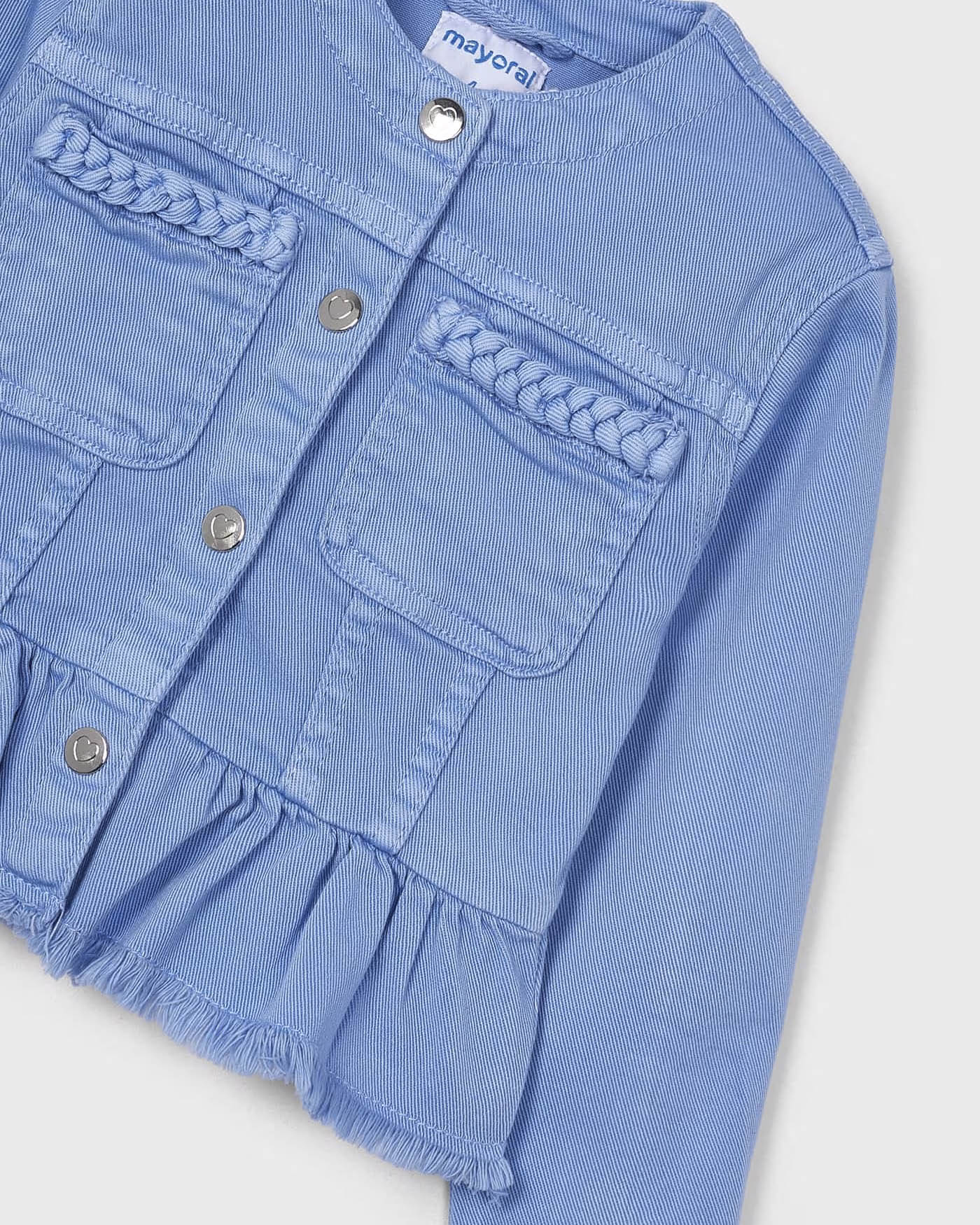 Giubbino azzurro in bull di cotone con balza  image