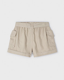 Short beige in cotone con tasconi e fusciacca