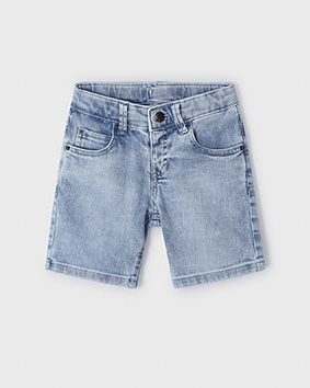 Bermuda in jeans di cotone stretch a lavaggio chiaro bleach 3-7 anni