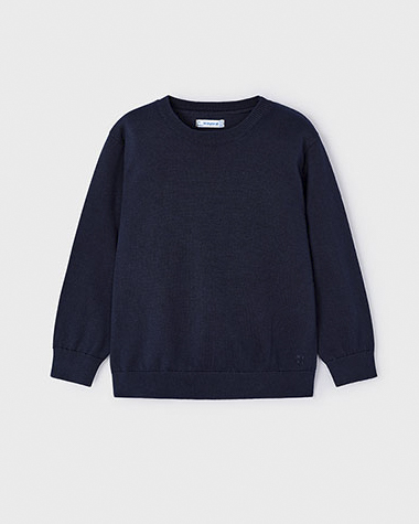 Maglia girocollo blu in cotone 