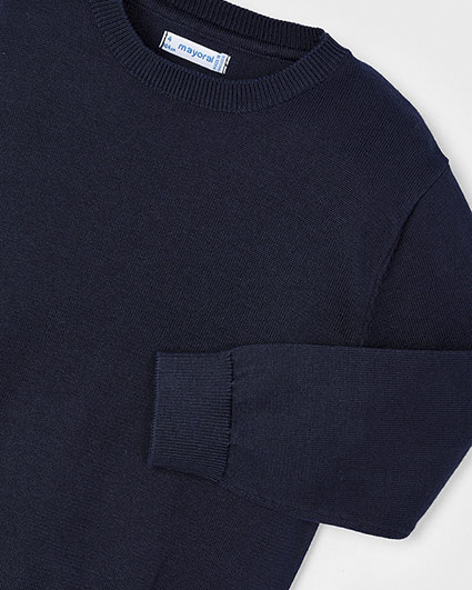 Maglia girocollo blu in cotone  image