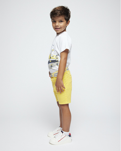 T-shirt bianca in cotone a maniche corte con stampa skate nera e