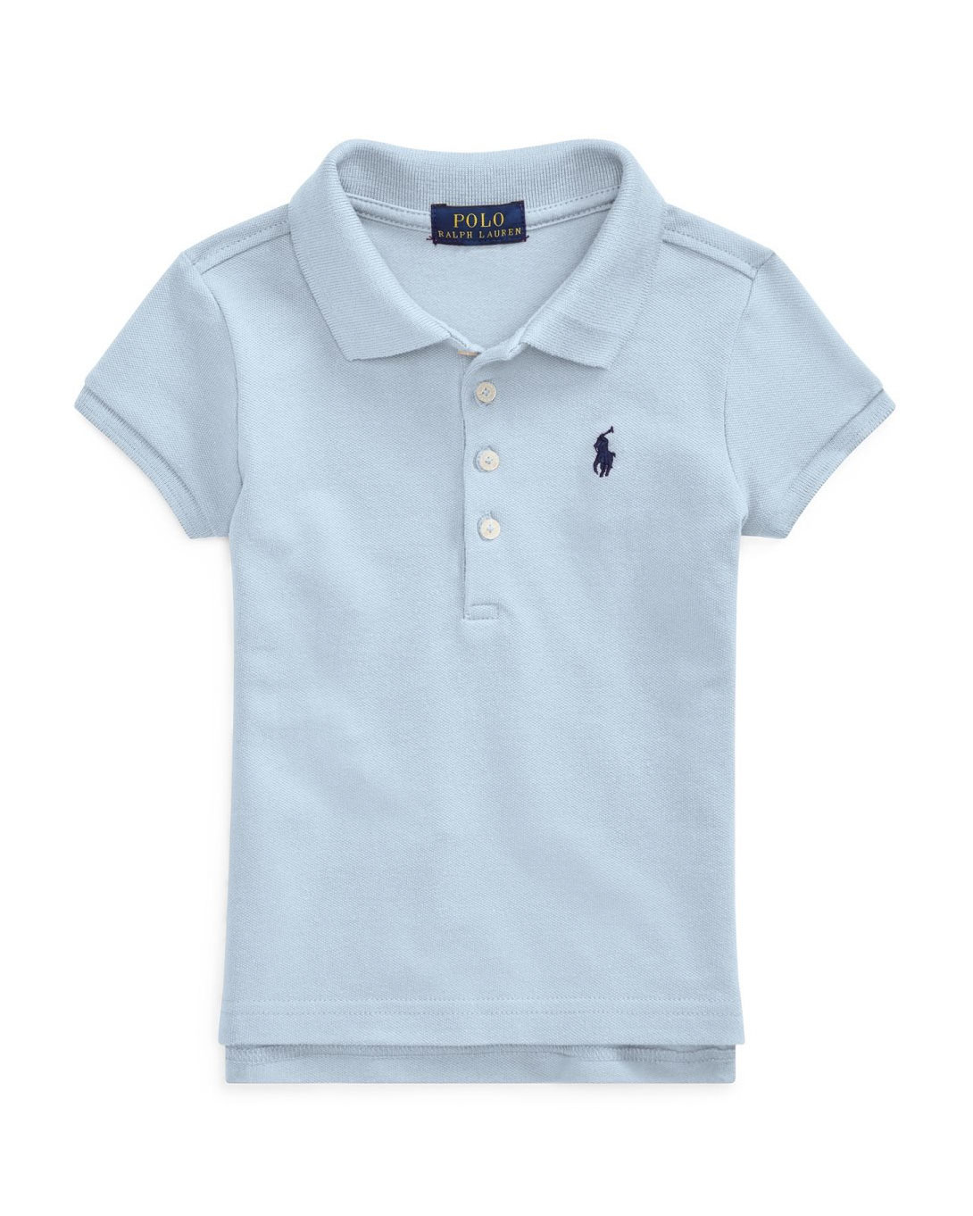 Polo azzurra a maniche corte in cotone stretch Polo con logo pony blu