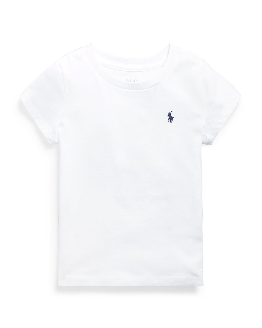 T-shirt Polo bianca in cotone a maniche corte con logo pony blu