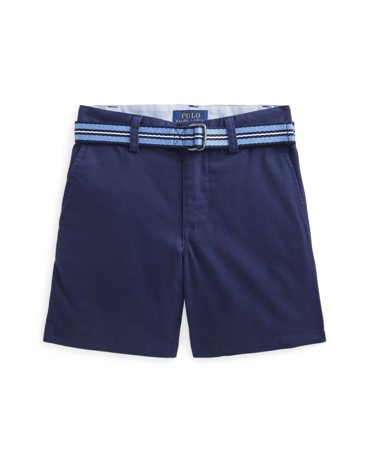 Bermuda chino blu Polo in twill di cotone stretch con cintura