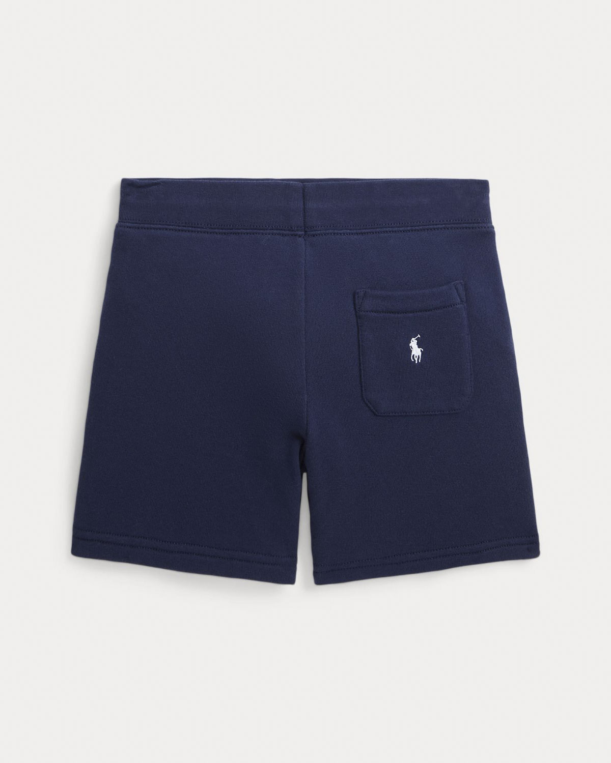 Bermuda blu in felpa di cotone con coulisse e scritta logo bianca