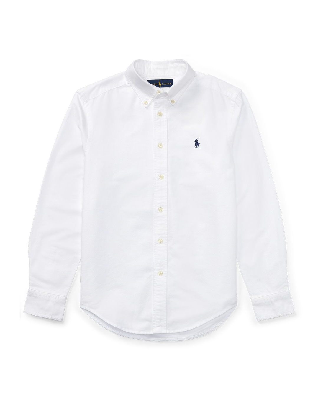 Camicia Polo button down bianca in Oxford di cotone con logo pony blu