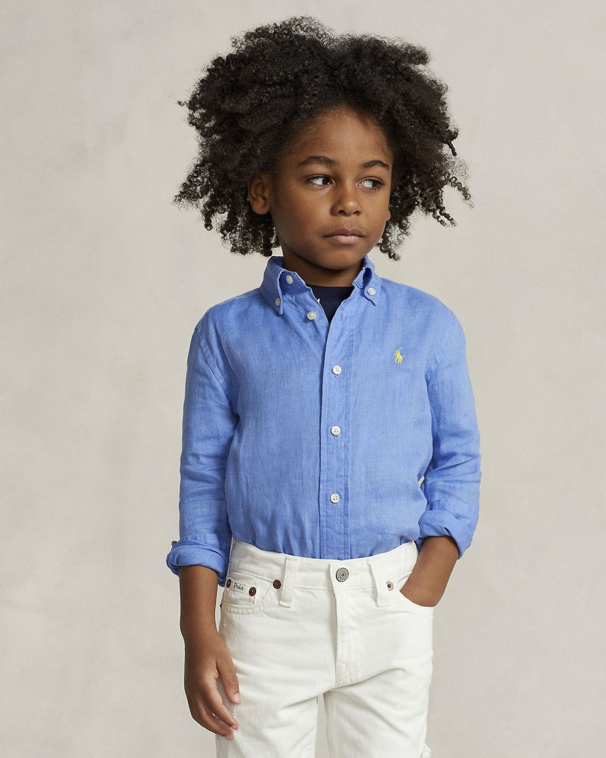 Polo Ralph Lauren Camicia Lino Blu Shirt Collo T Shirt Celeste