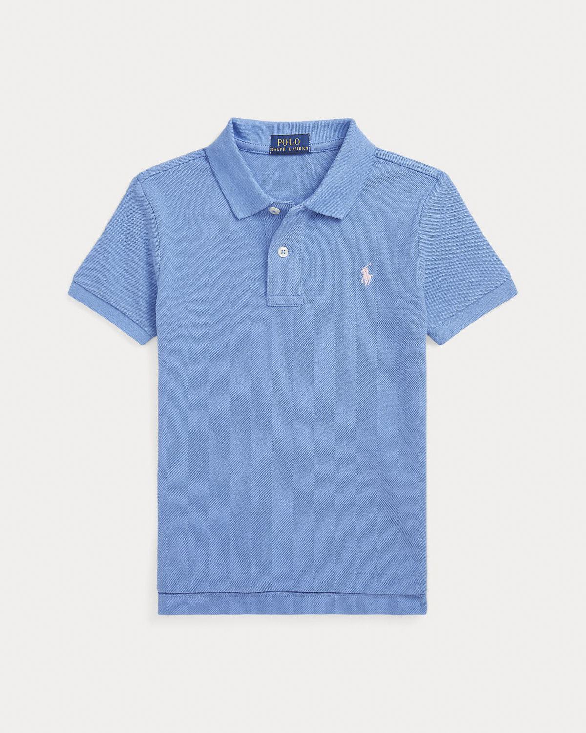 Polo in piquet celeste a maniche corte Polo Ralph Lauren con logo pony cipria 