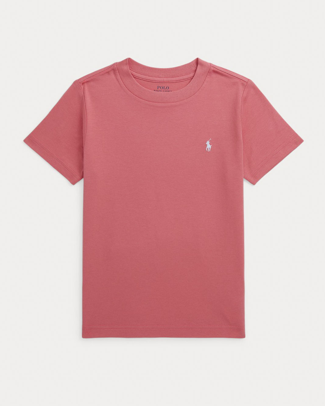 T-shirt corallo mezza manica con logo pony bianco ricamato 