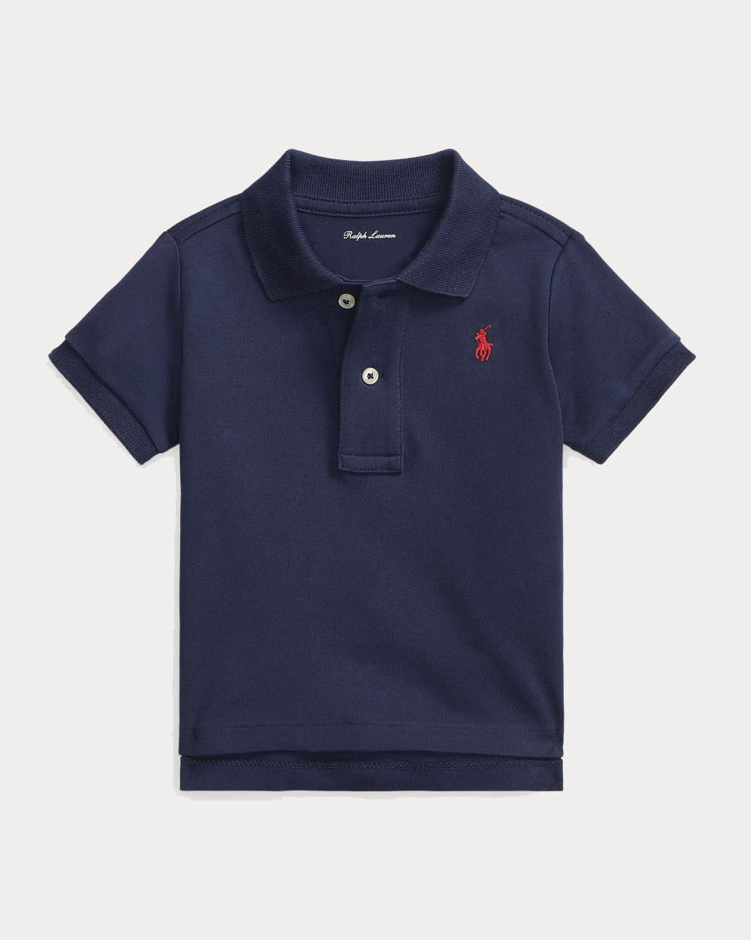 Polo blu Ralph Lauren in cotone a maniche corte con logo pony rosso 
