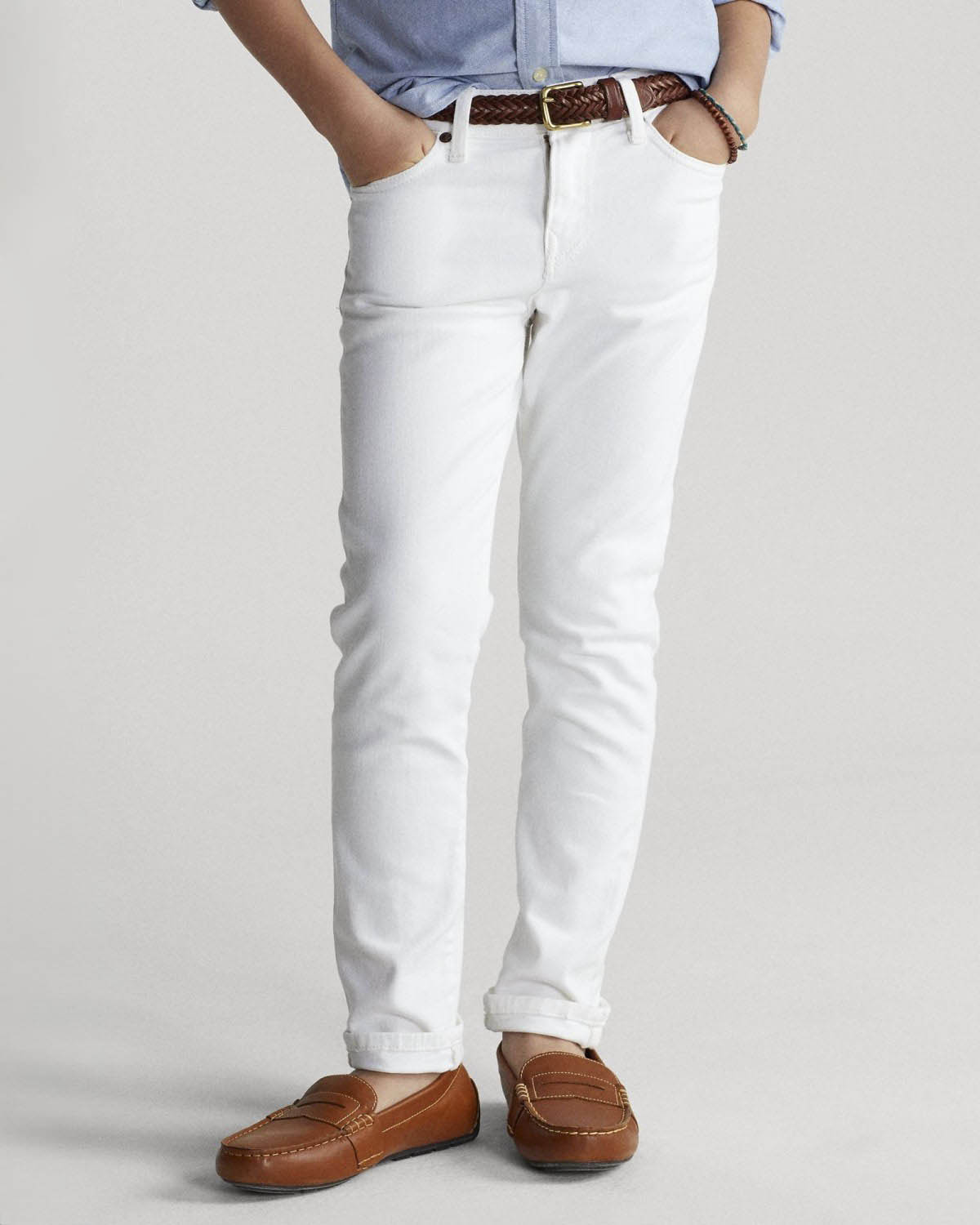 Pantalone cinque tasche Polo Ralph Lauren Junior in bull di cotone stretch