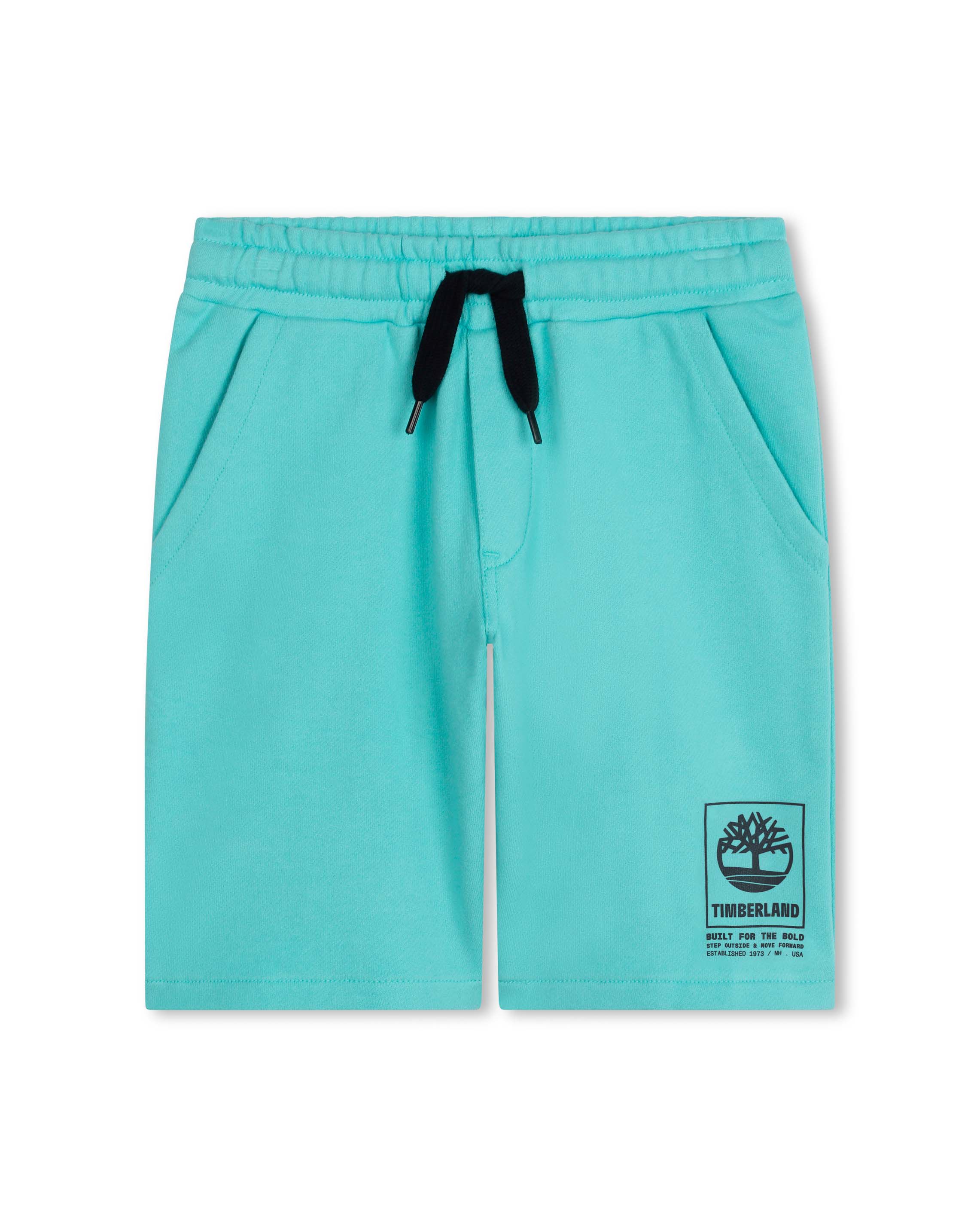 Bermuda verde acqua in felpa di cotone con coulisse e logo 4-5 anni