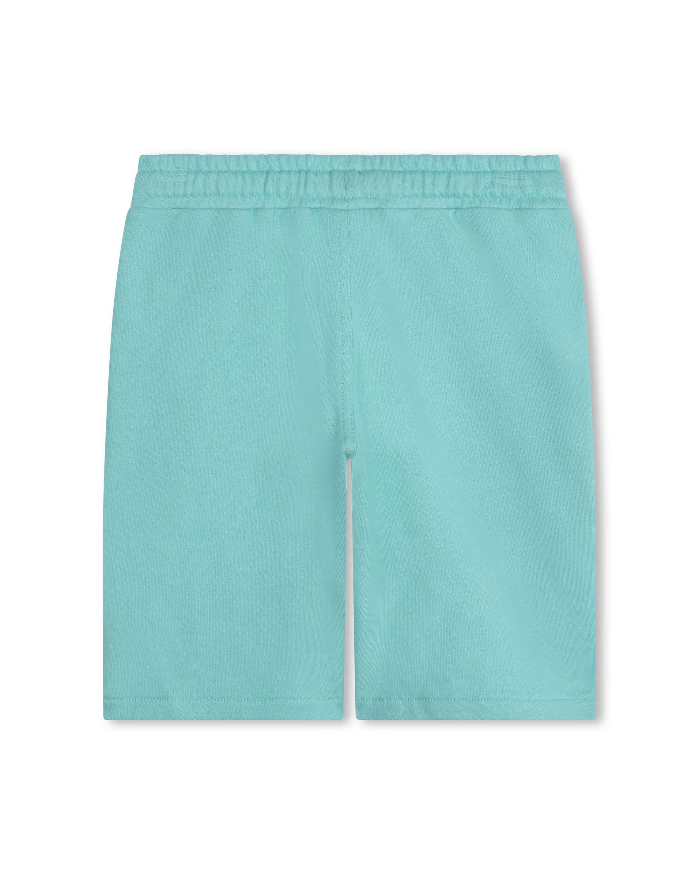 Bermuda verde acqua in felpa di cotone con coulisse e logo 4-5 anni image