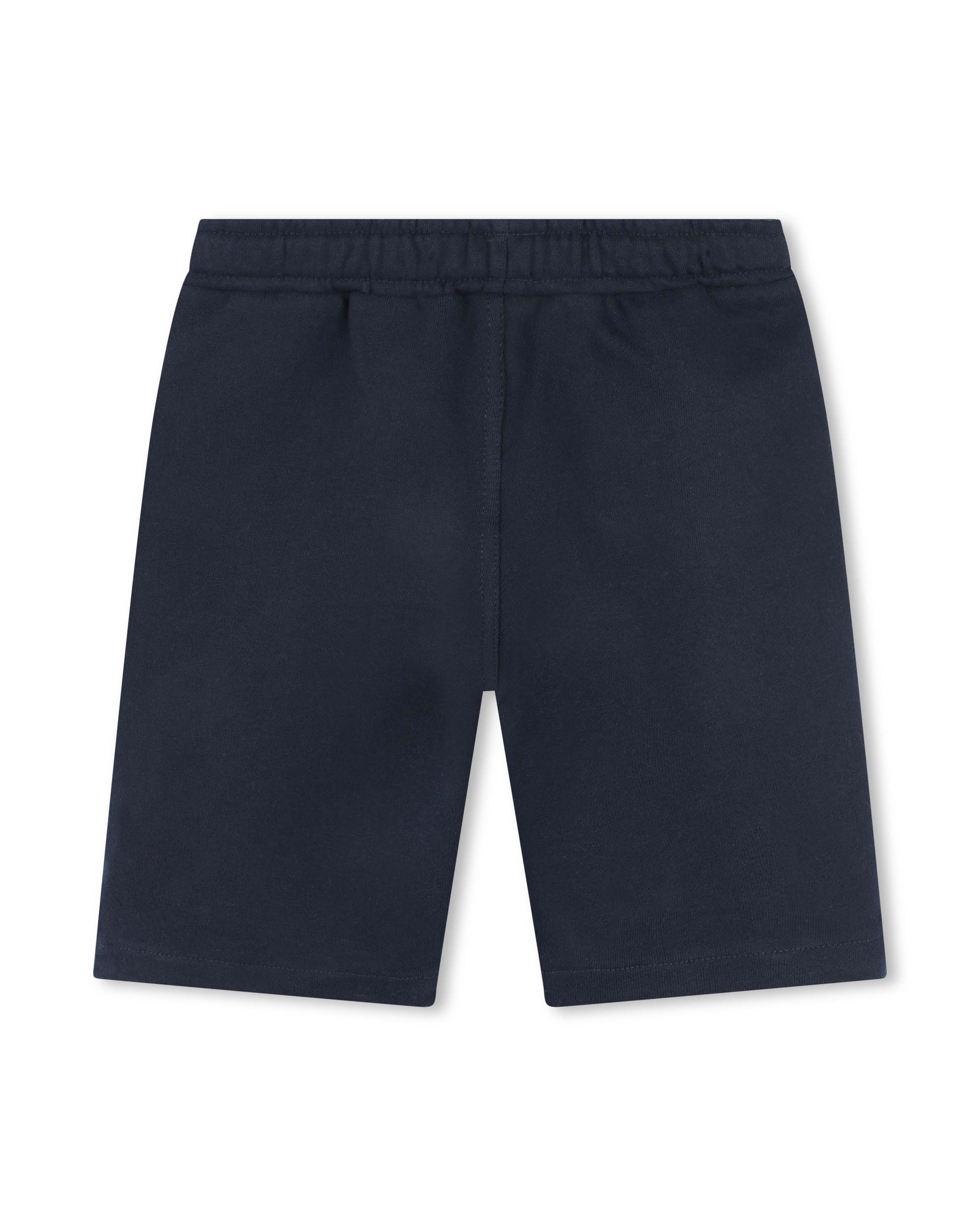 Bermuda blu in felpa di cotone con coulisse e logo 4-5 anni image