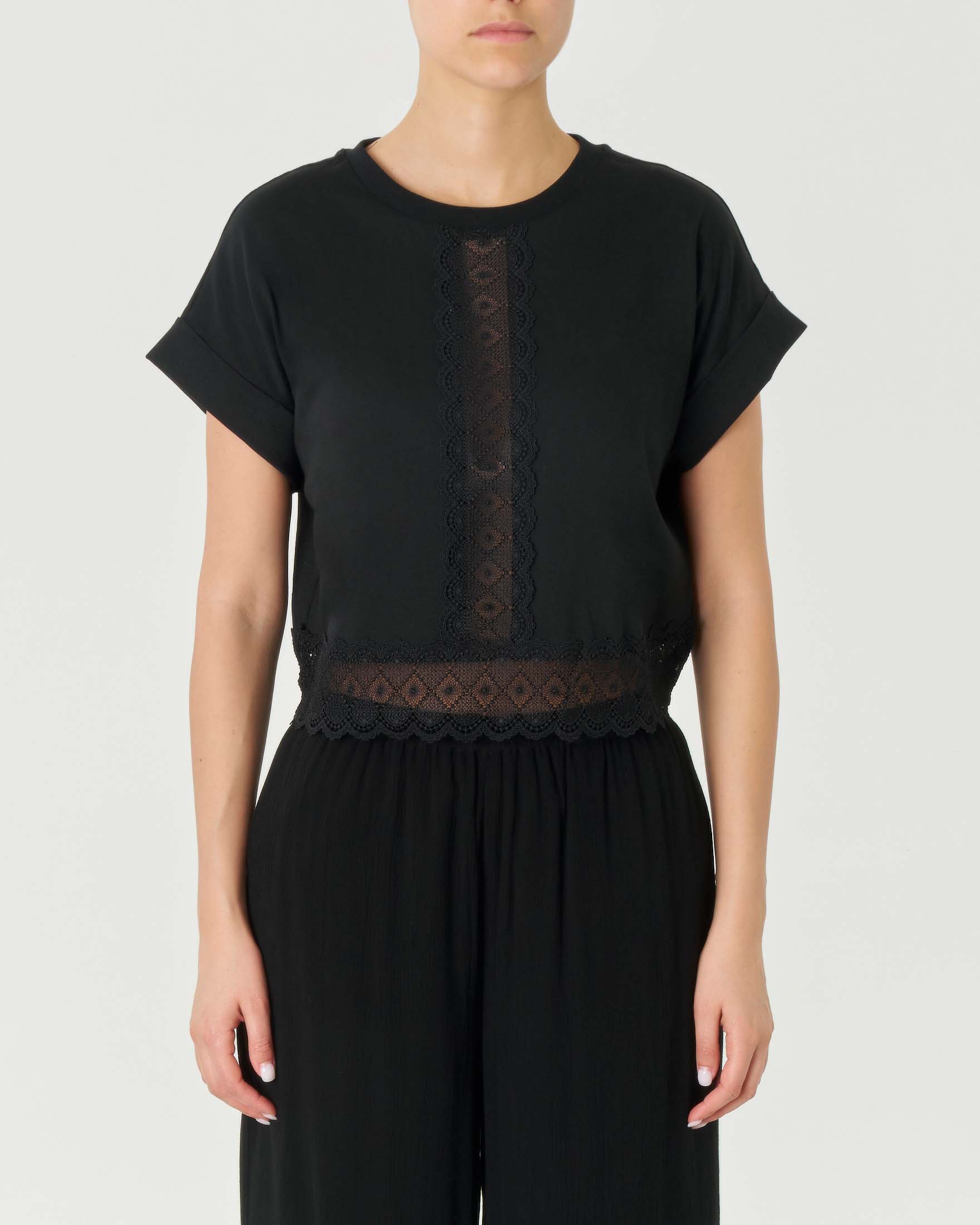 Nick T Shirt A Maglia Traforata Nera