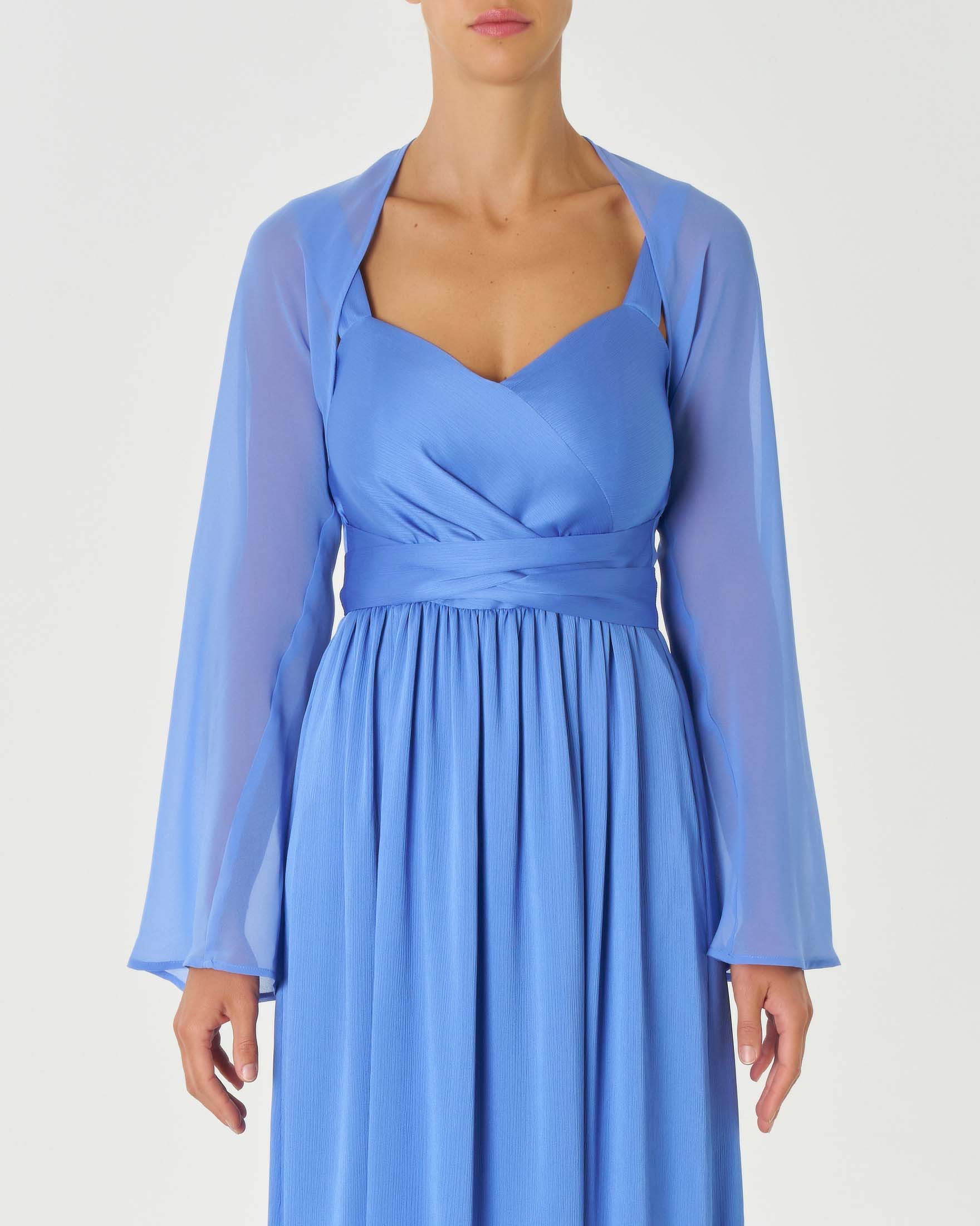 Coprispalle color previnca in georgette con maniche lunghe