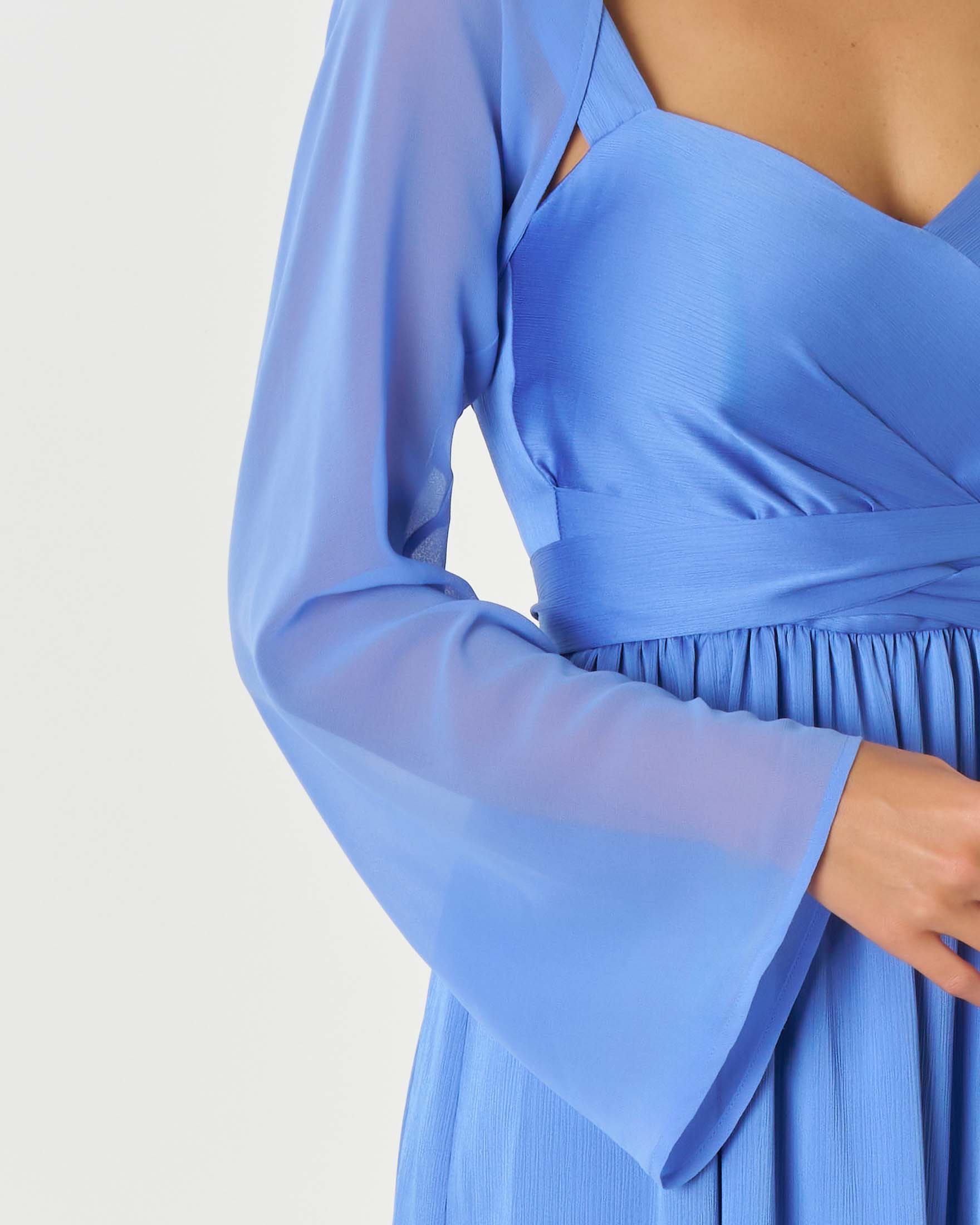 Coprispalle color previnca in georgette con maniche lunghe image