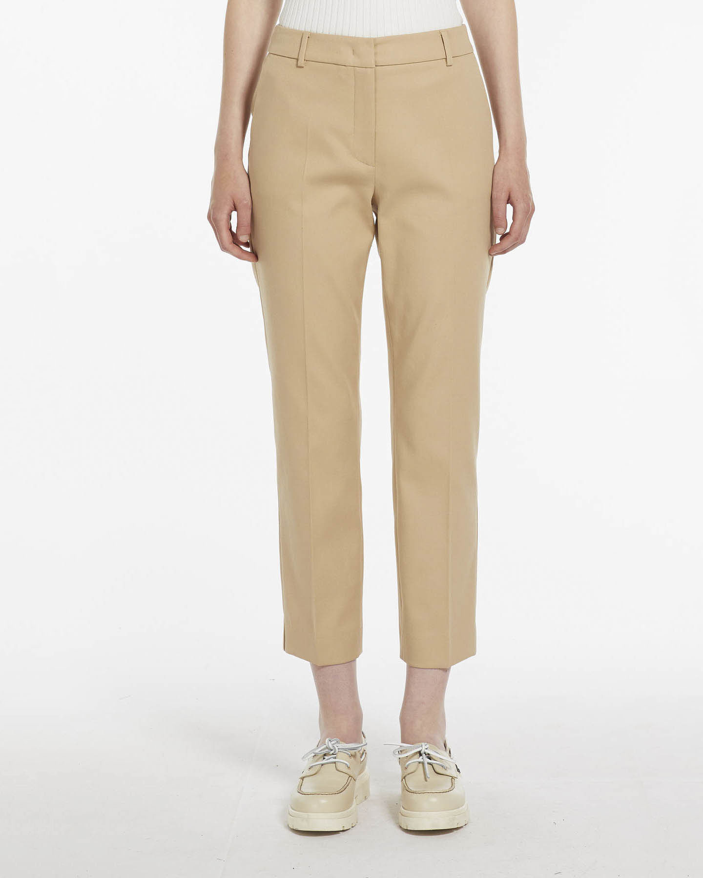 Pantaloni color sabbia slim fit in cotone stretch image